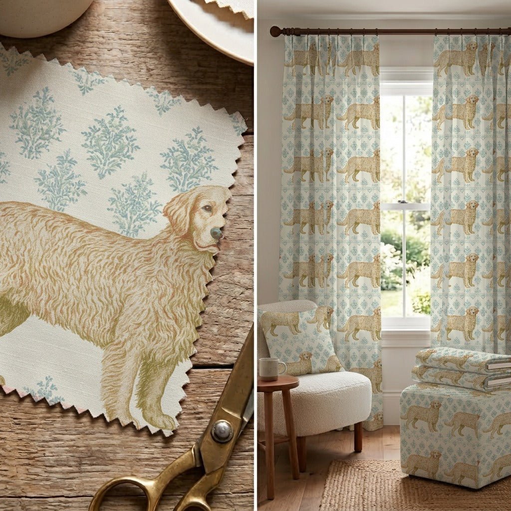 A Golden's Stamps - Fabric - Linen Rowe