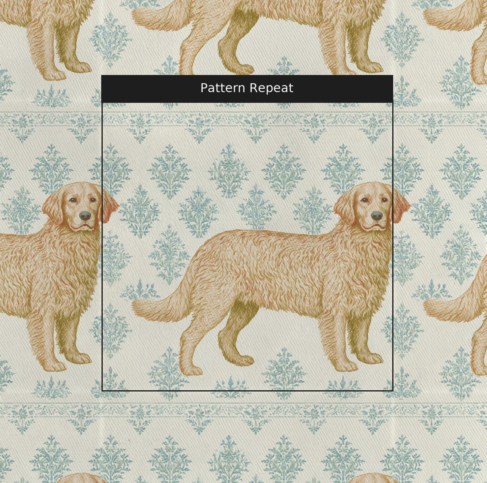 A Golden's Stamps - Fabric - Linen Rowe