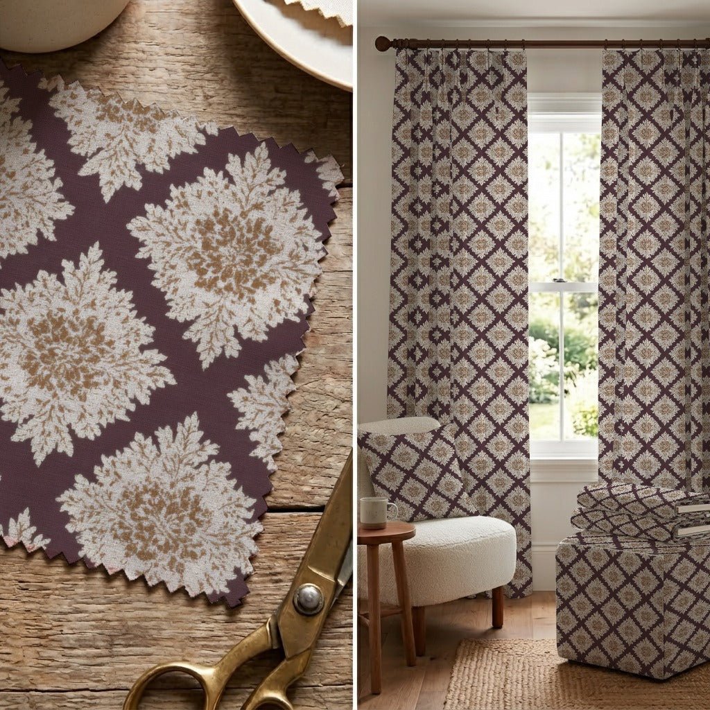 Aged Damask - Fabric - Linen Rowe