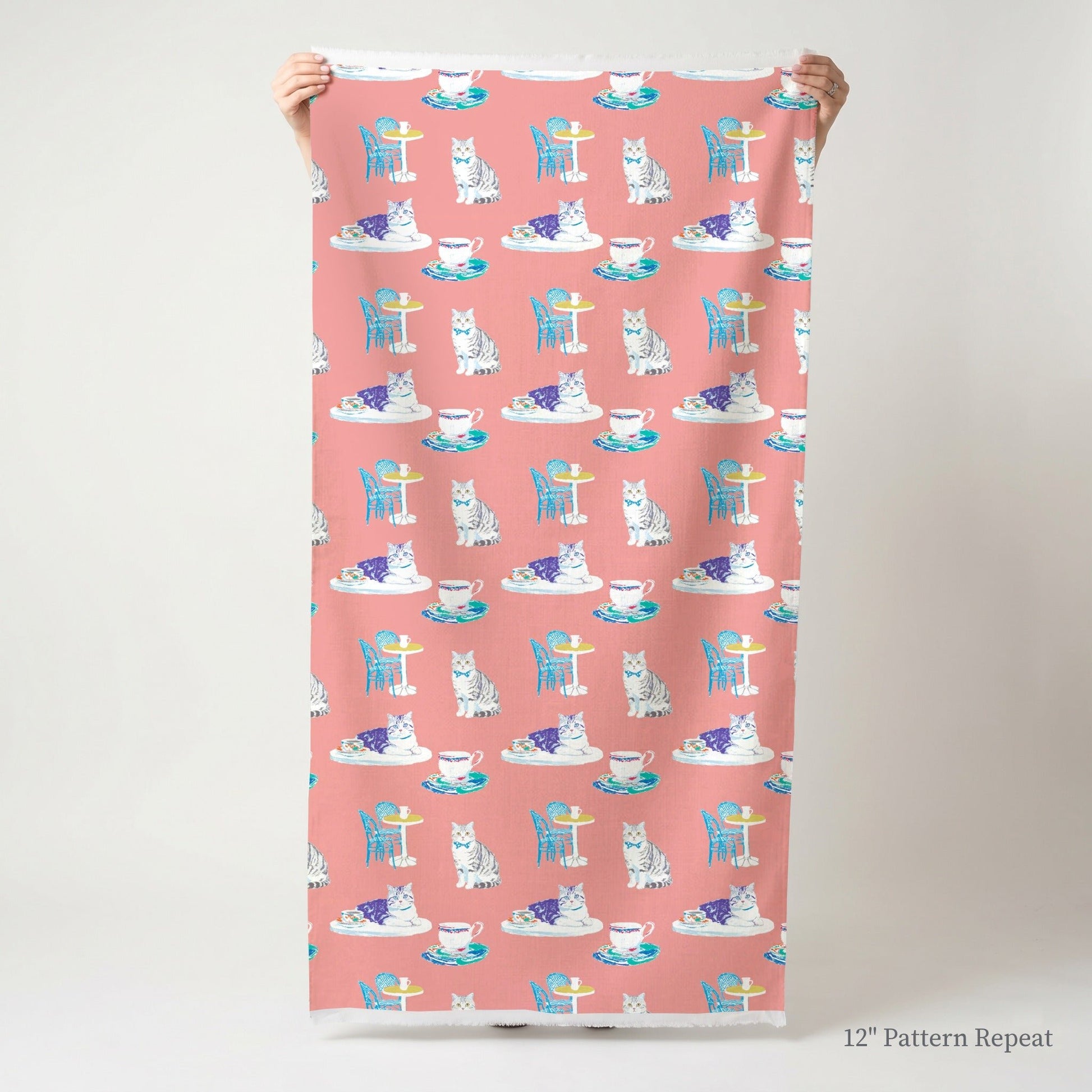 American Shorthair in a Cafe - Fabric - Linen Rowe