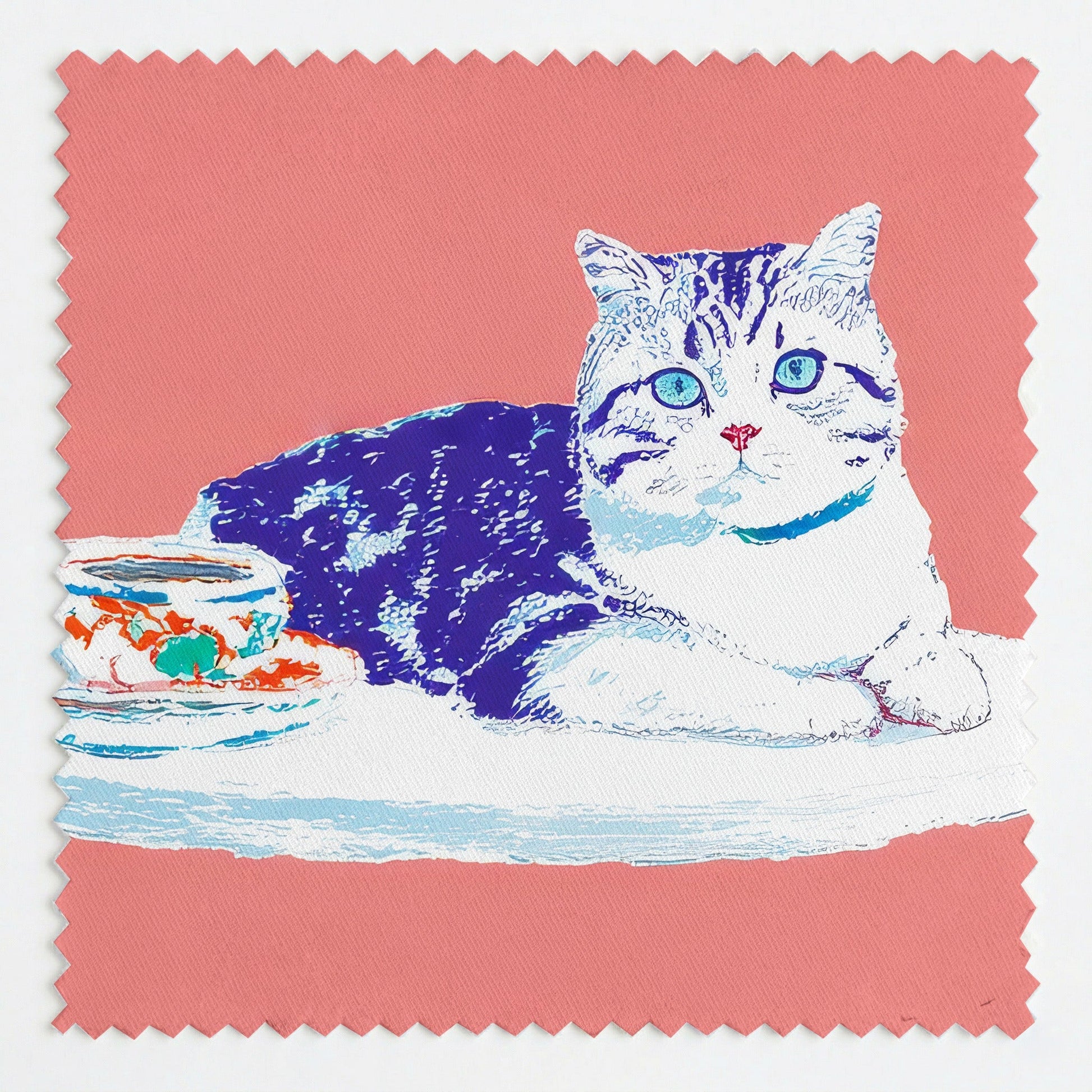 American Shorthair in a Cafe - Fabric - Linen Rowe