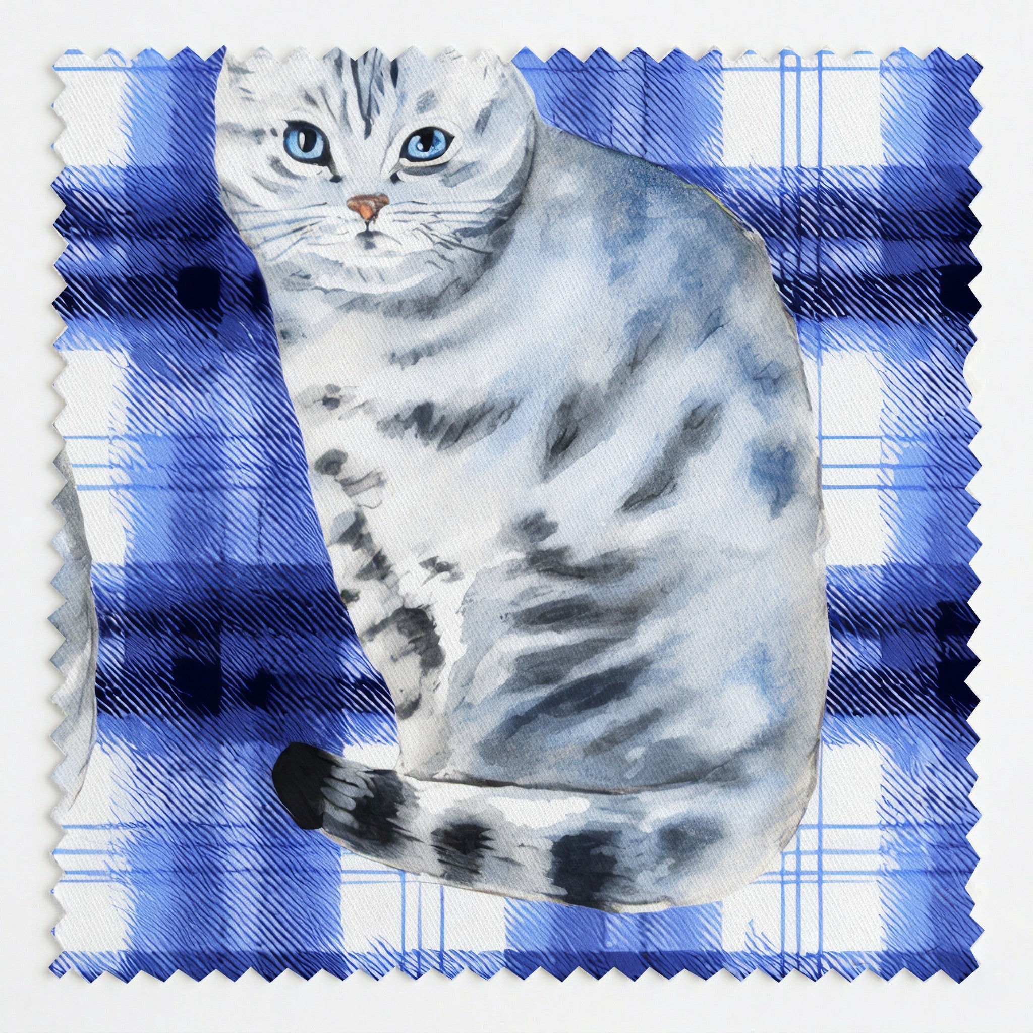 American Shorthairs and Plaid - Fabric - Linen Rowe
