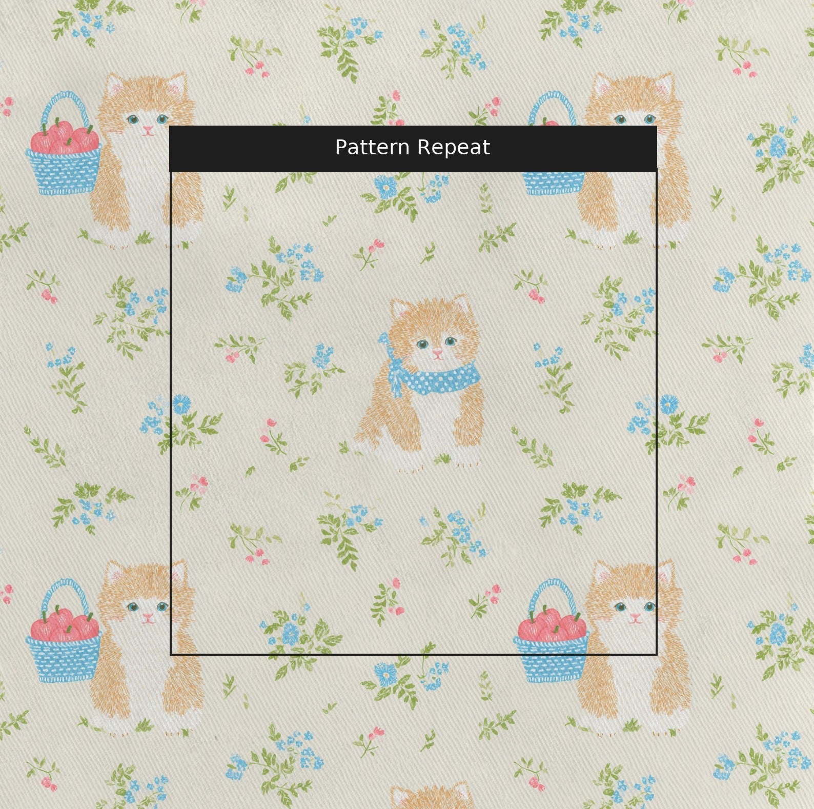 Apple Tabby Cat - Fabric - Linen Rowe