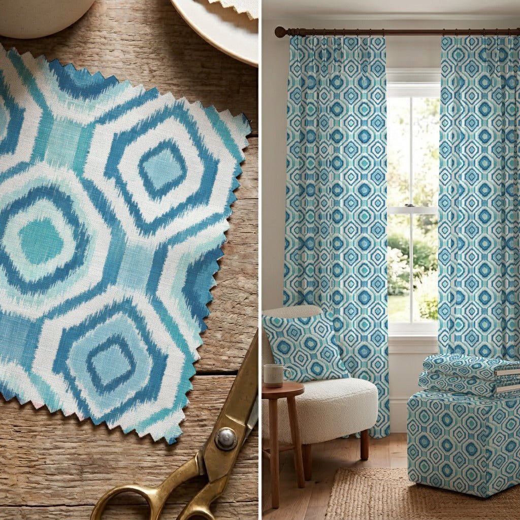 Aqua - Fabric - Linen Rowe