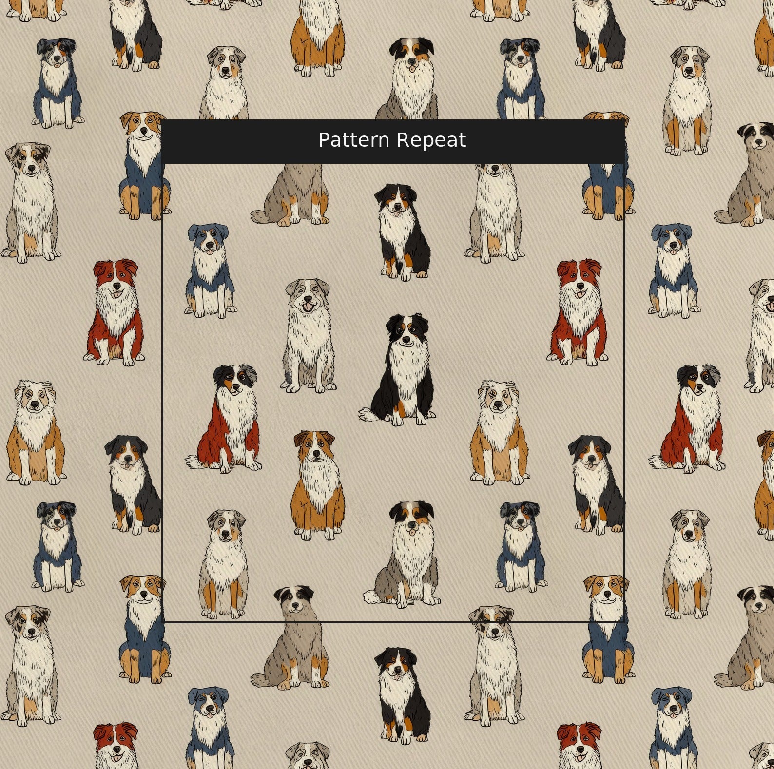 Australian Shepherd Ditsy Cream - Fabric - Linen Rowe