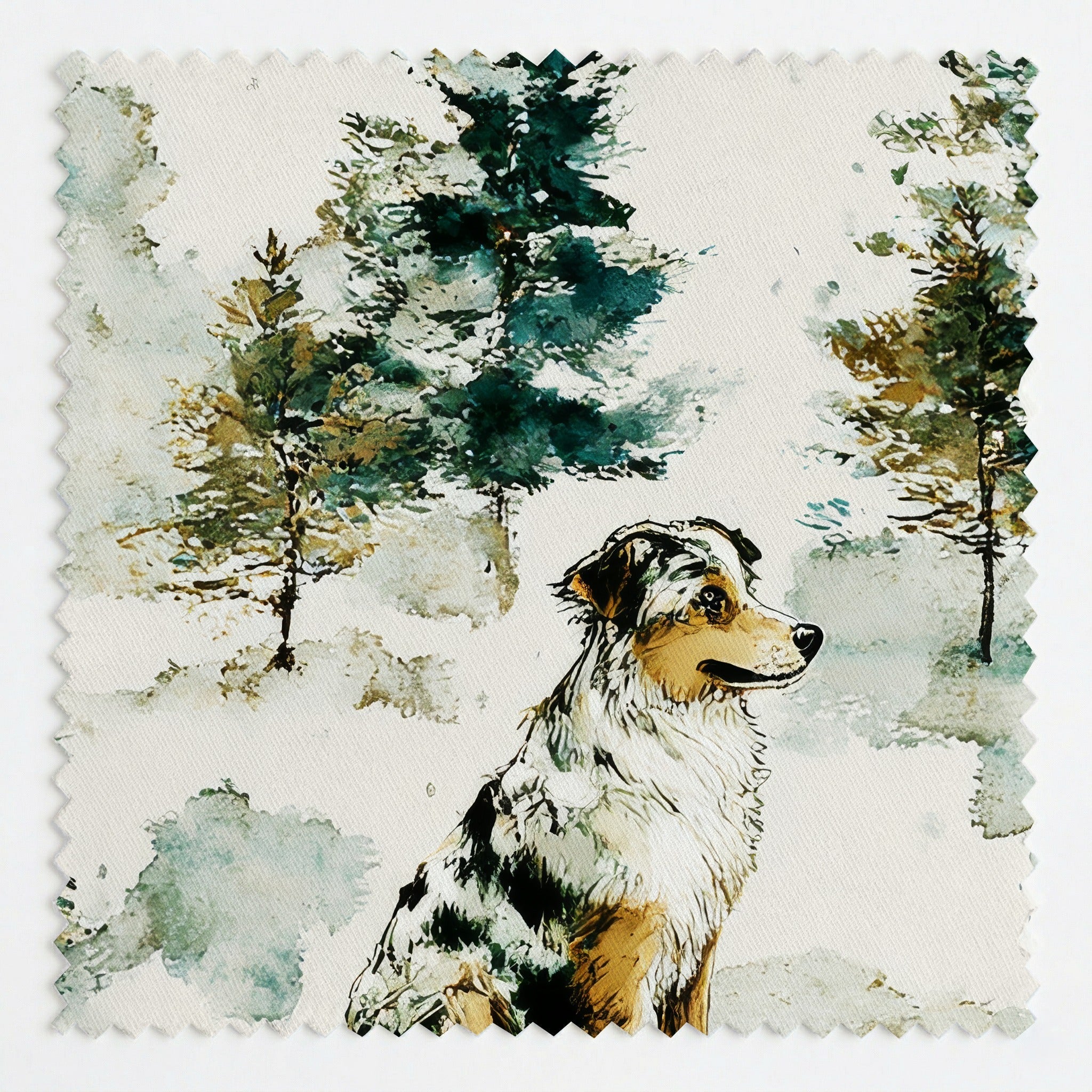 Australian Shepherd Evergreen Grove - Fabric - Linen Rowe