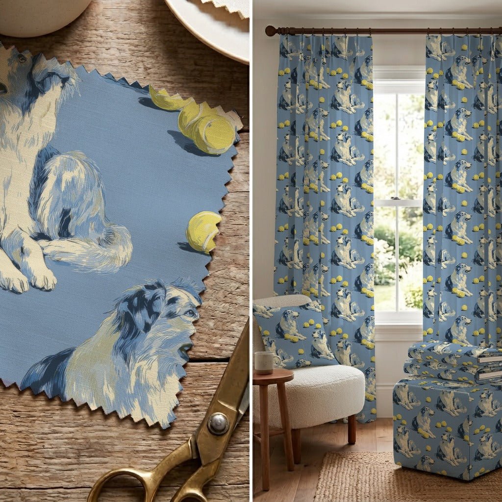 Australian Shepherd Go Fetch - Fabric - Linen Rowe