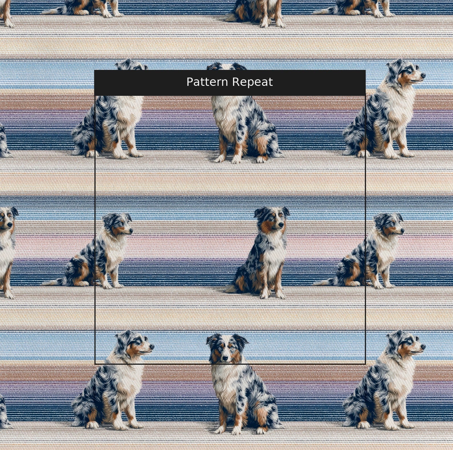 Australian Shepherd Pastel Stripes - Fabric - Linen Rowe