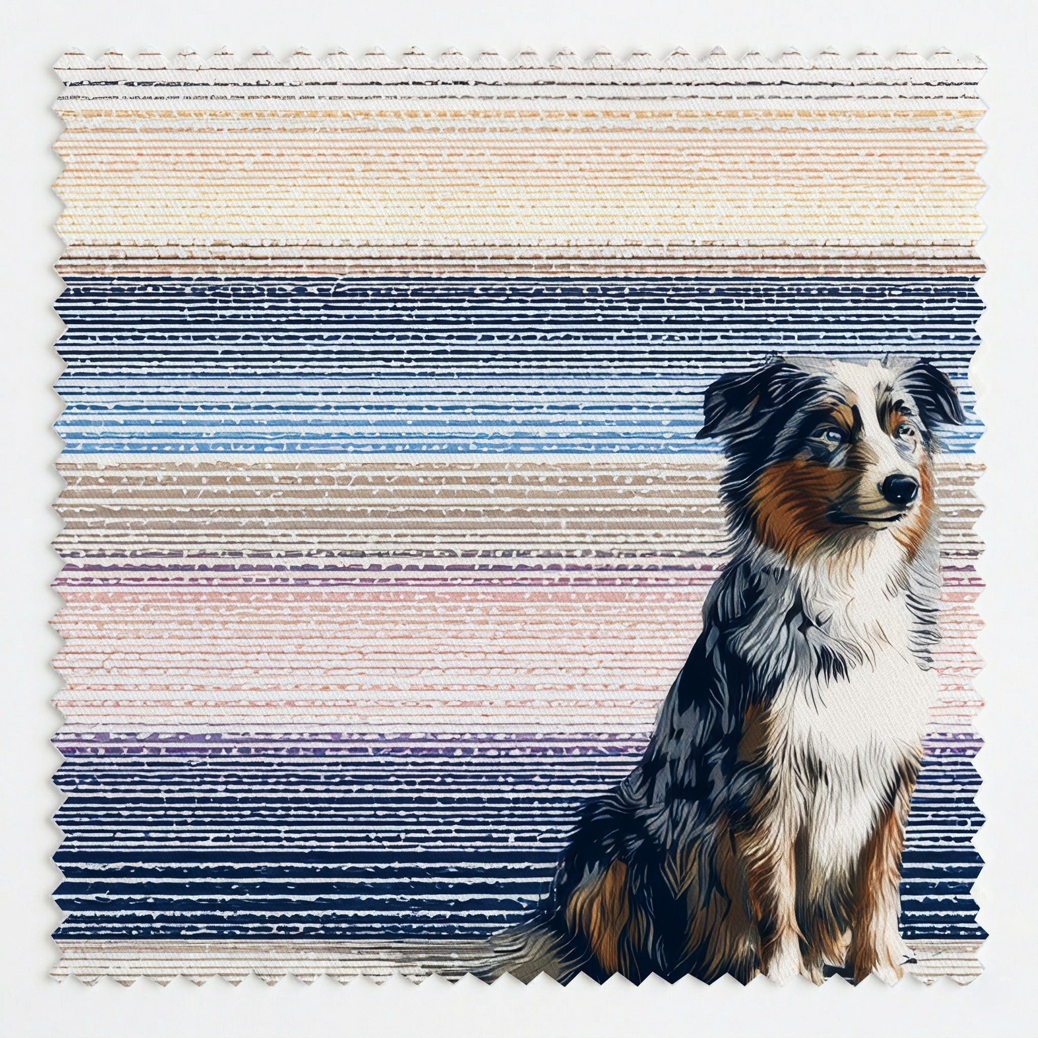 Australian Shepherd Pastel Stripes - Fabric - Linen Rowe