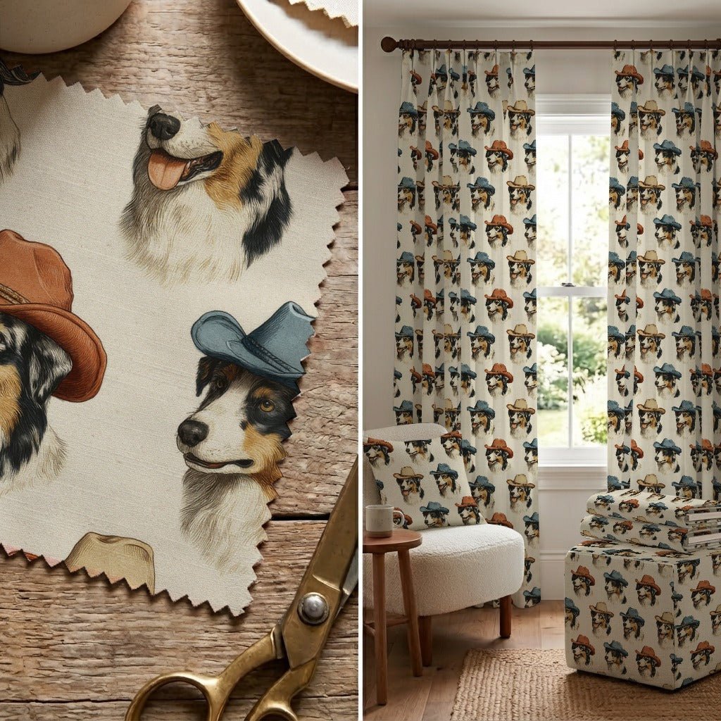 Australian Shepherd Rodeo - Fabric - Linen Rowe