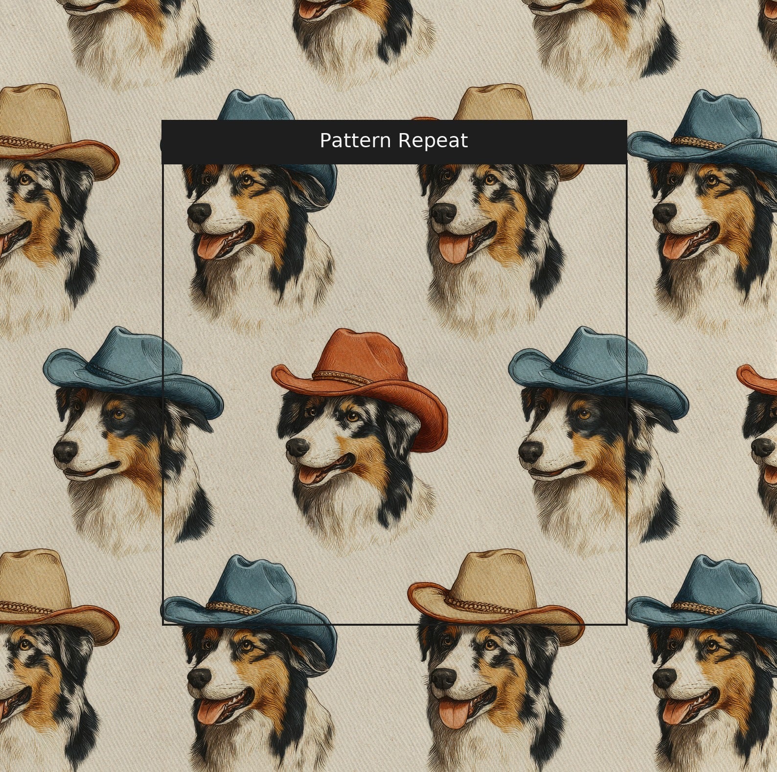 Australian Shepherd Rodeo - Fabric - Linen Rowe