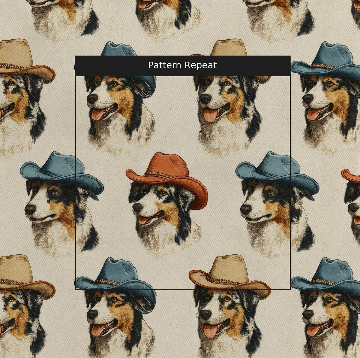 Australian Shepherd Rodeo - Fabric - Linen Rowe