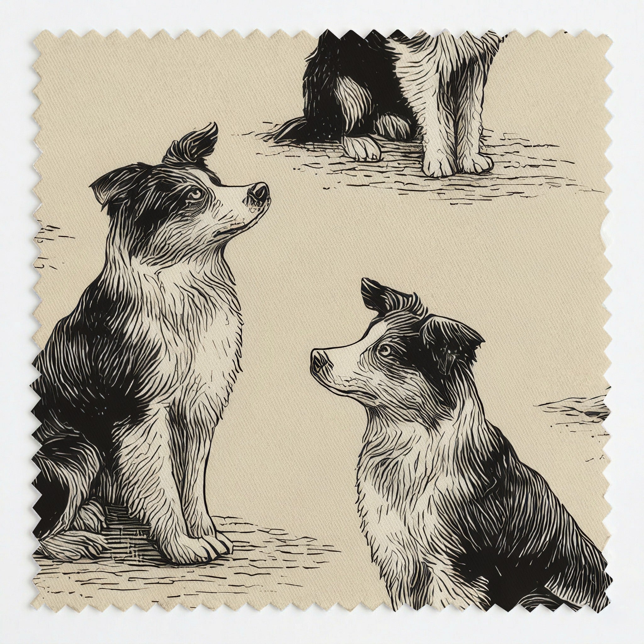 Australian Shepherd Sit and Stay - Fabric - Linen Rowe