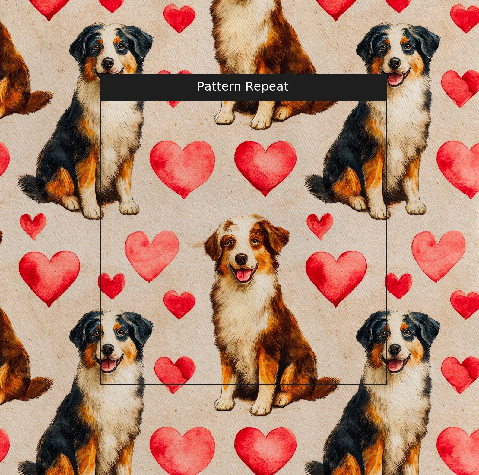 Australian Shepherd Sweetheart - Fabric - Linen Rowe