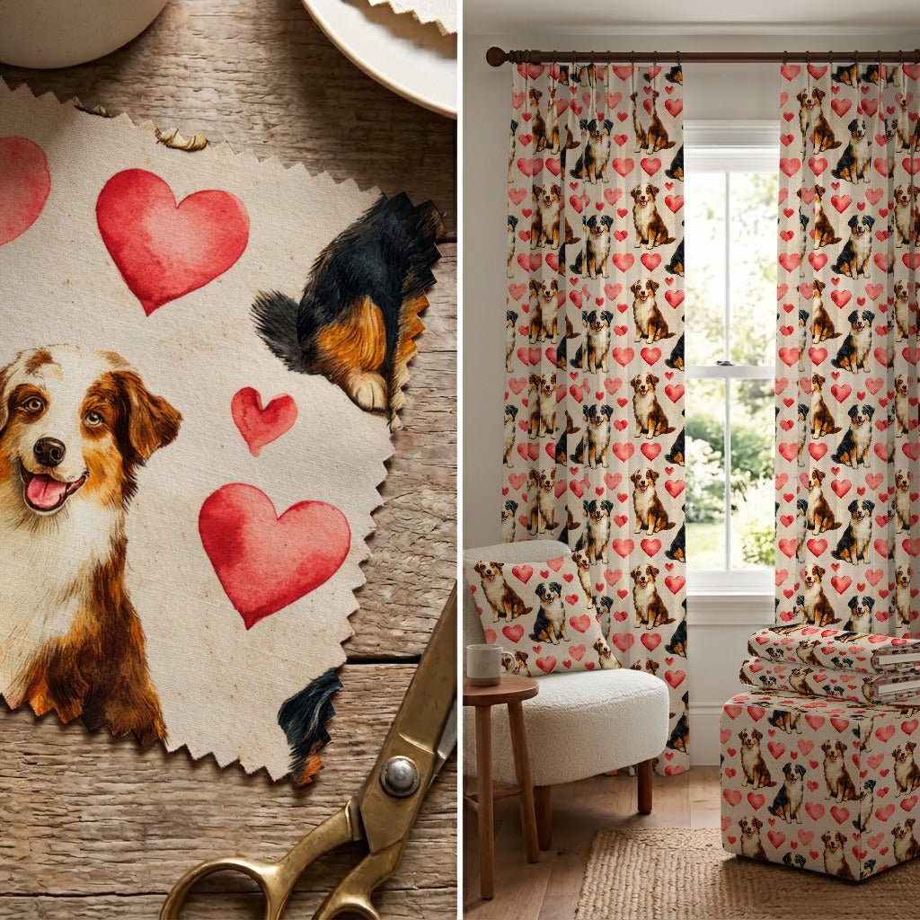 Australian Shepherd Sweetheart - Fabric - Linen Rowe