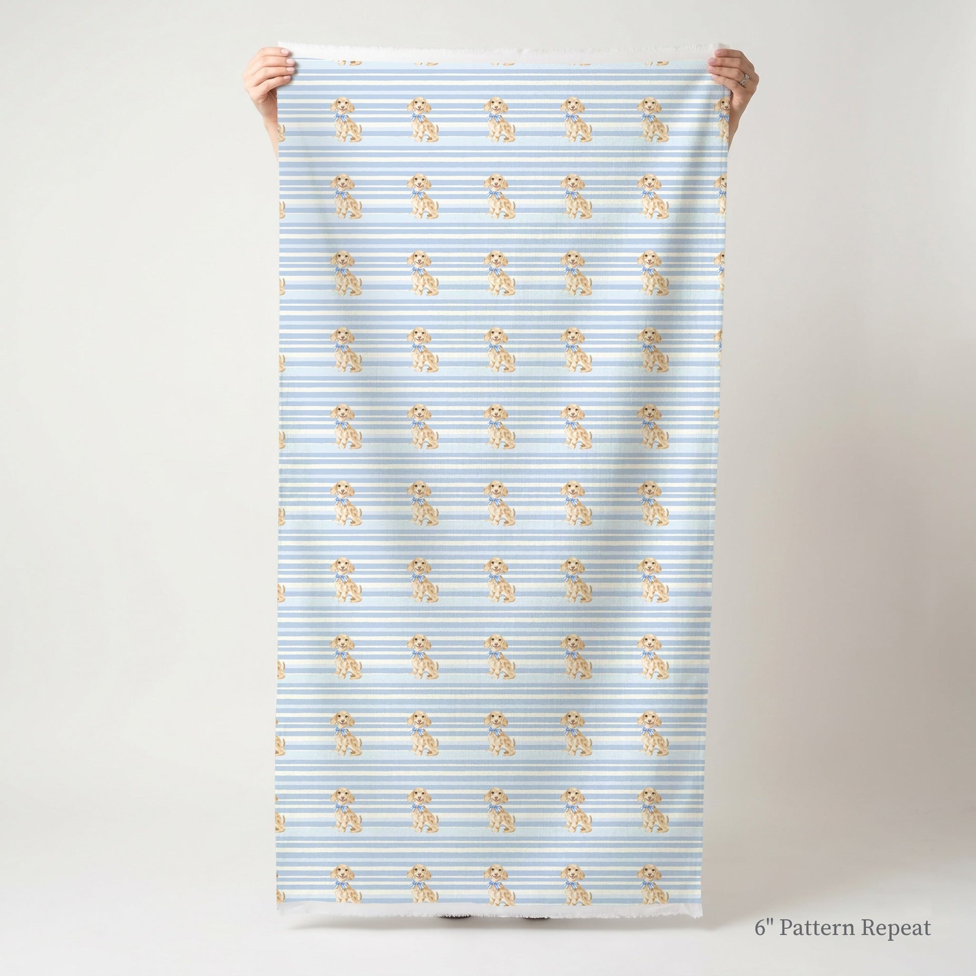 Baby Blue Dachshund - Fabric - Linen Rowe