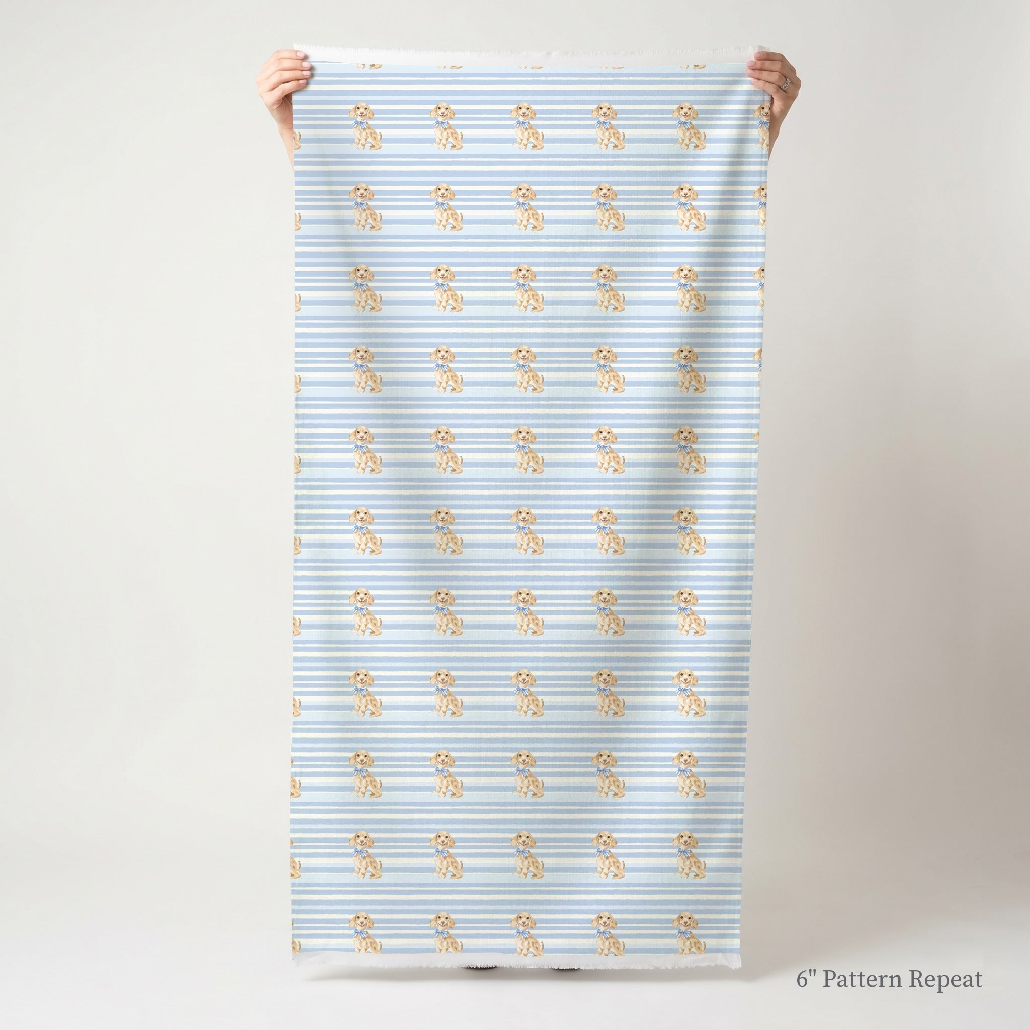 Baby Blue Dachshund - Fabric - Linen Rowe