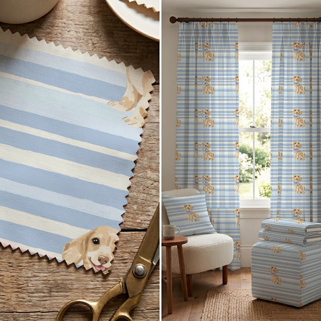 Baby Blue Dachshund - Fabric - Linen Rowe