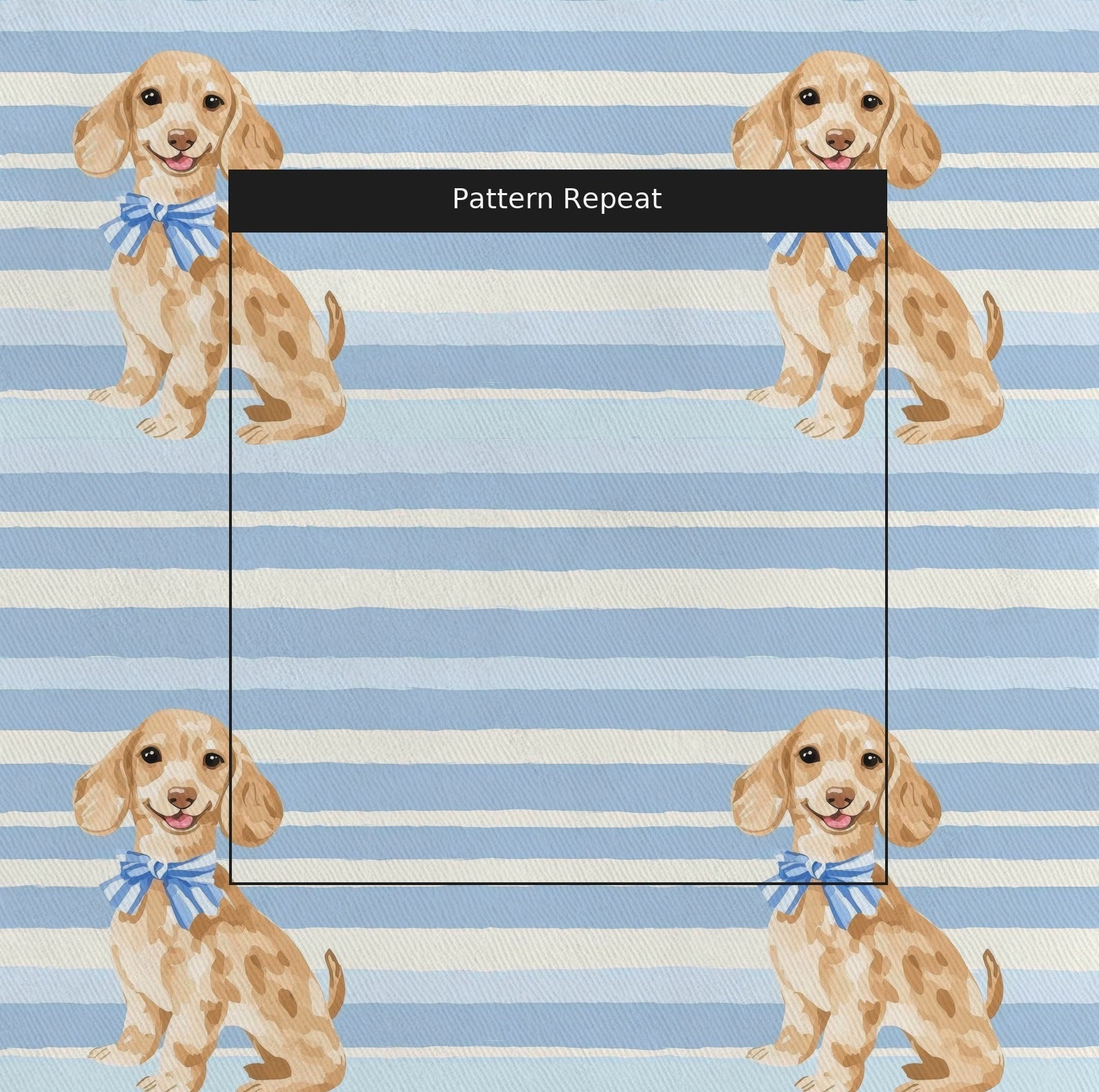 Baby Blue Dachshund - Fabric - Linen Rowe