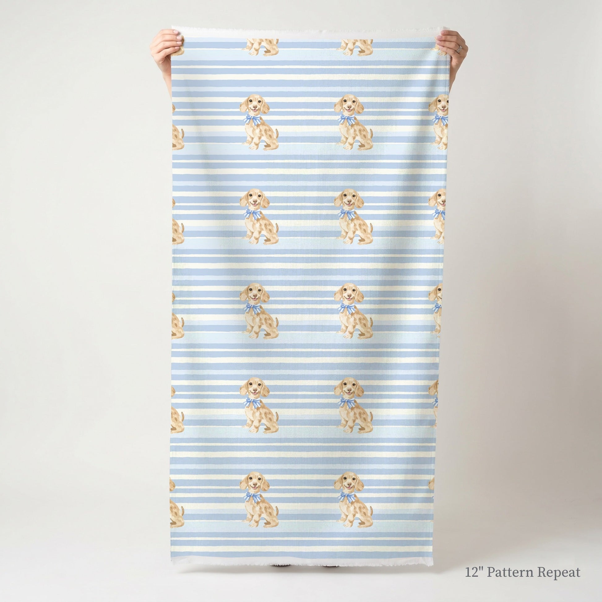 Baby Blue Dachshund - Fabric - Linen Rowe