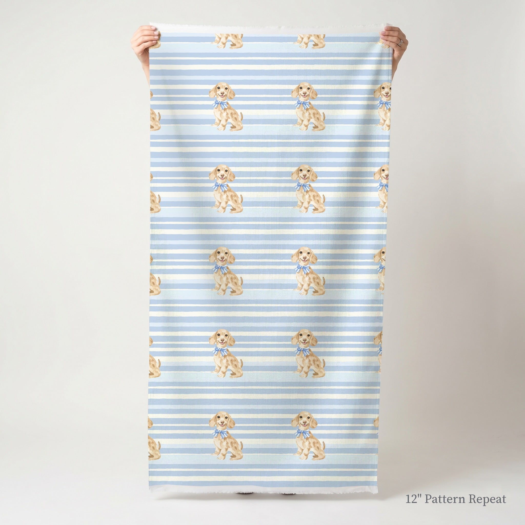 Baby Blue Dachshund - Fabric - Linen Rowe