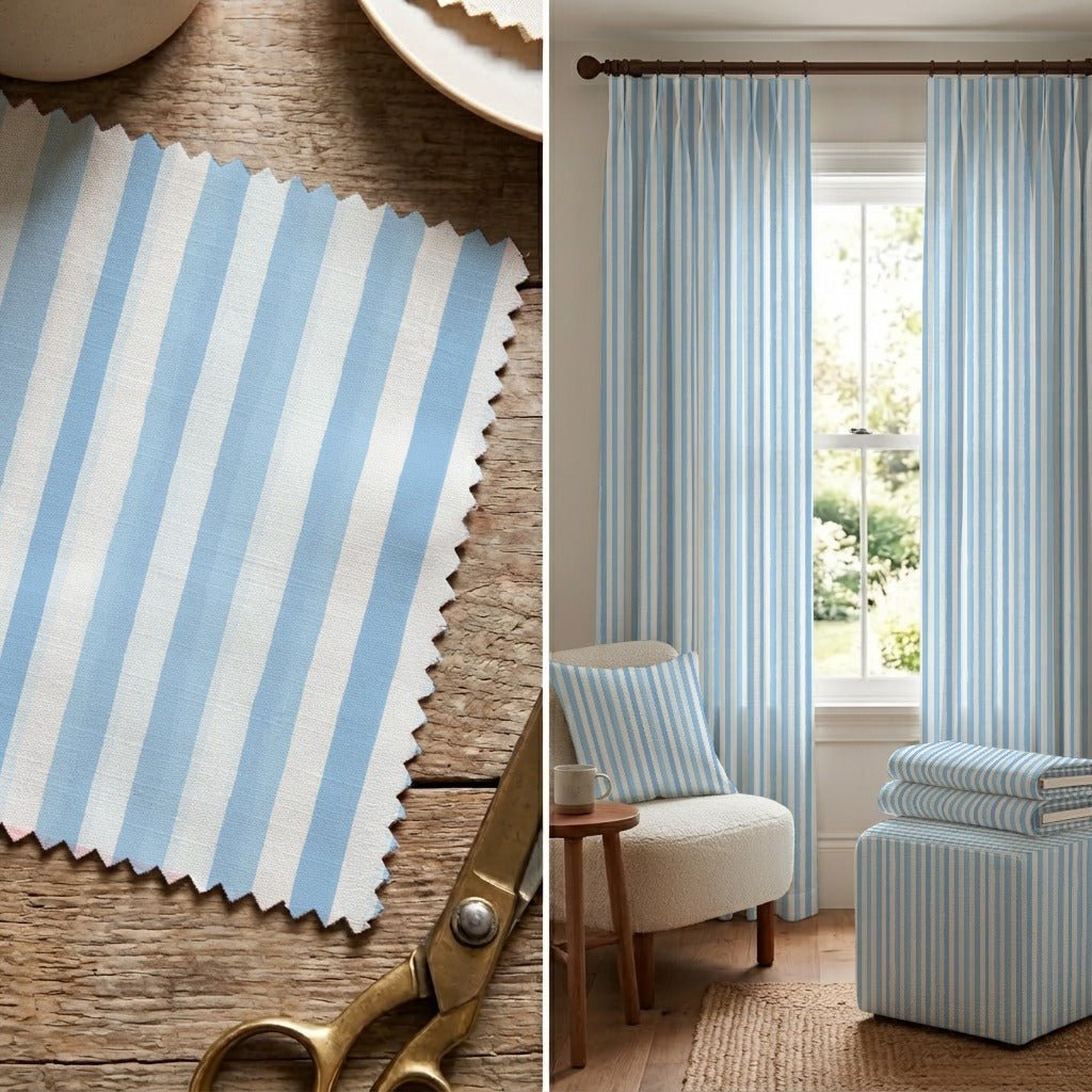 Baby Blue Stripe - Fabric - Linen Rowe