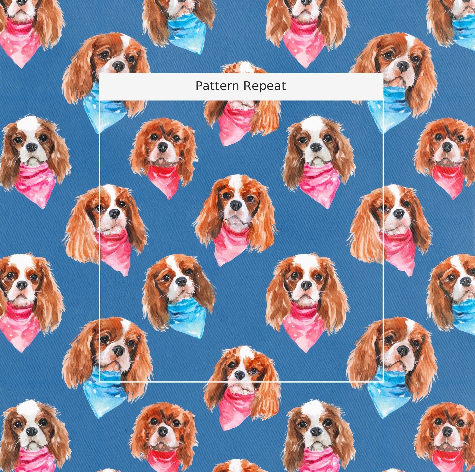 Bandana Frenzy King Charles Spaniel - Fabric - Linen Rowe