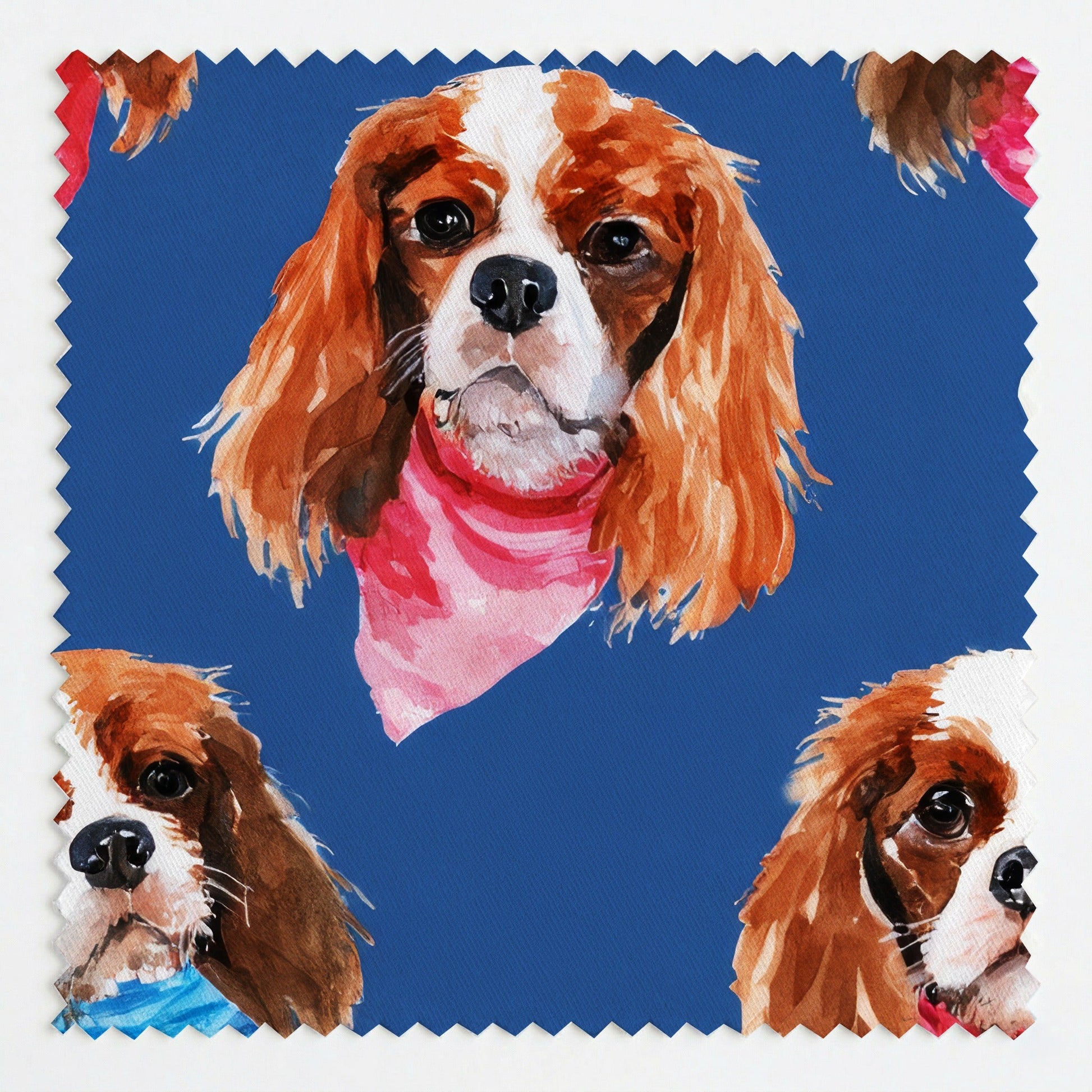 Bandana Frenzy King Charles Spaniel - Fabric - Linen Rowe