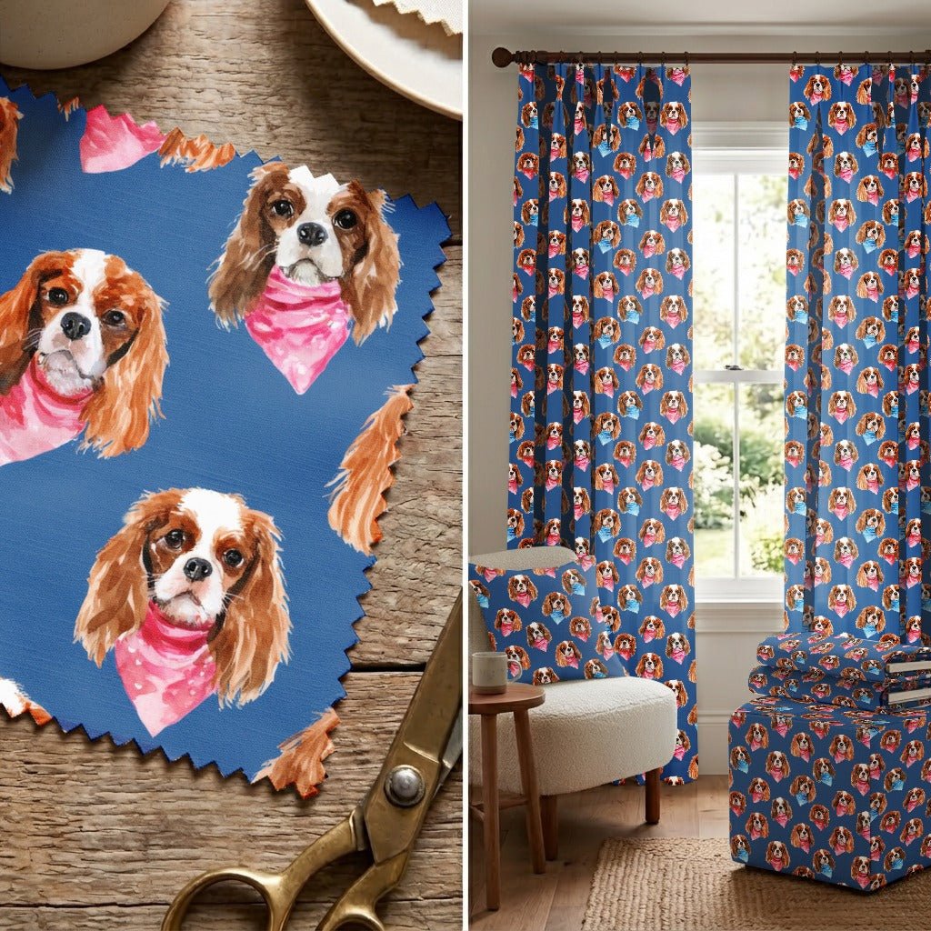 Bandana Frenzy King Charles Spaniel - Fabric - Linen Rowe