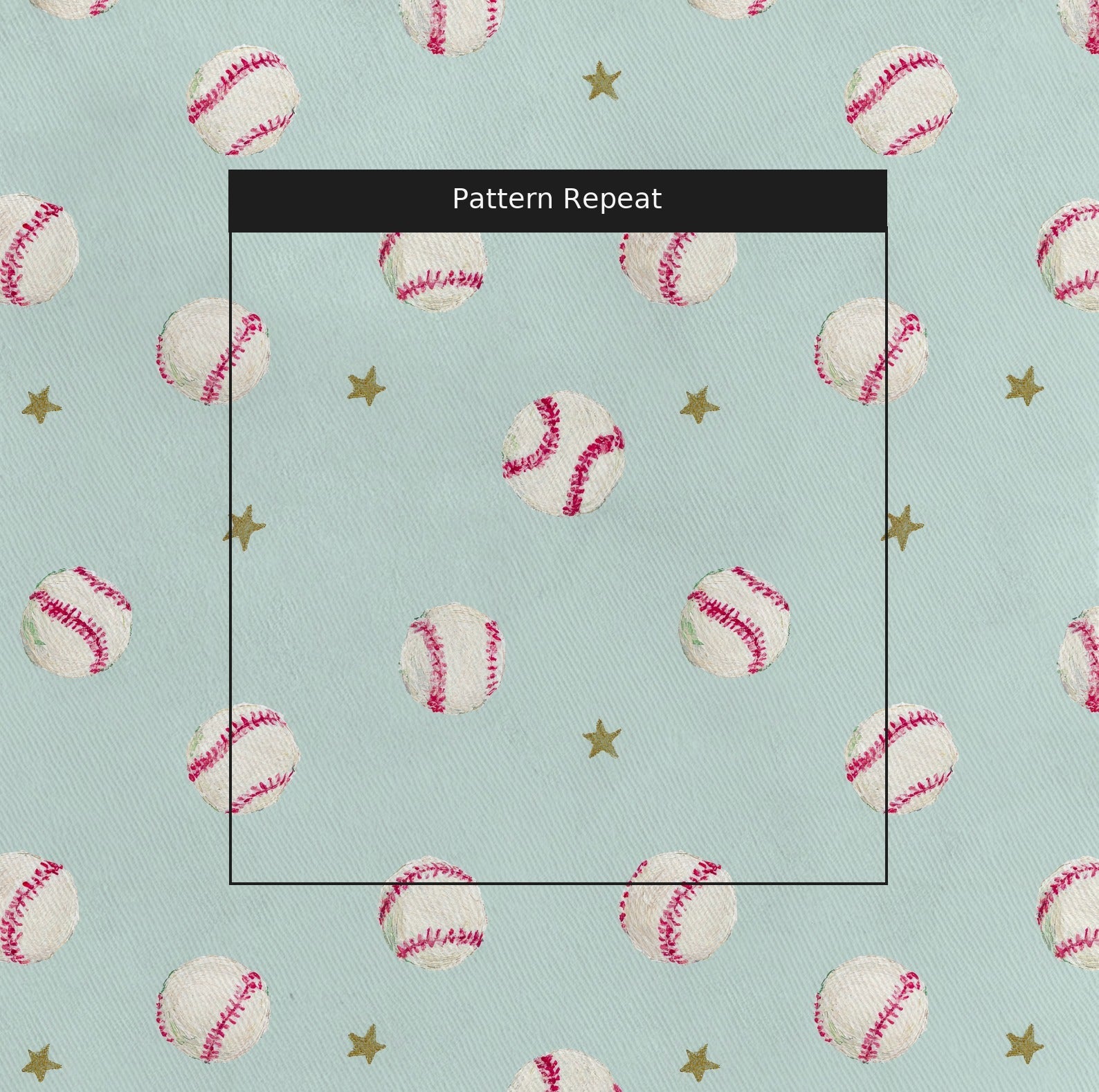 Baseballs And Stars - Fabric - Linen Rowe