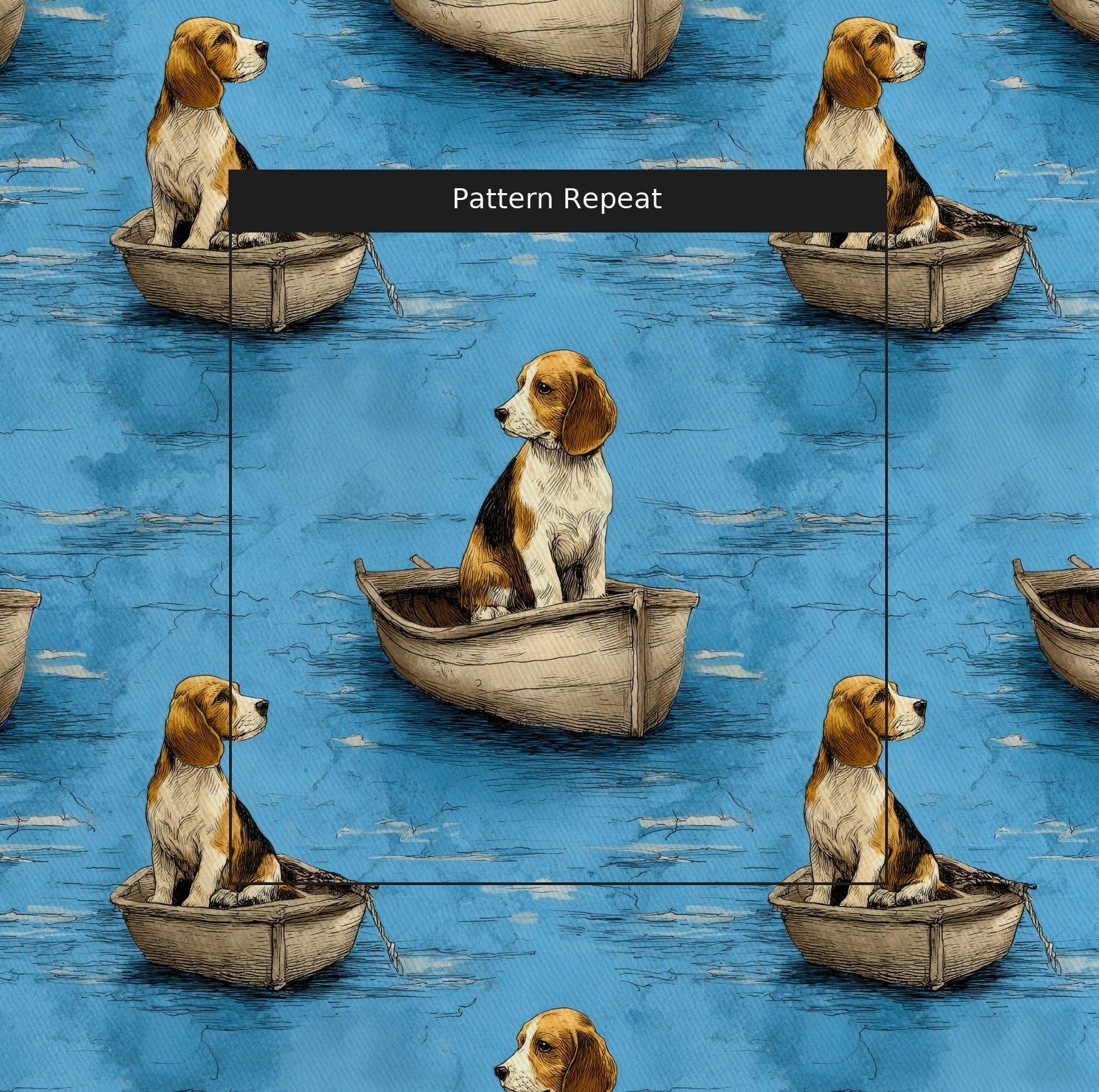 Beagle Boat Date - Fabric - Linen Rowe