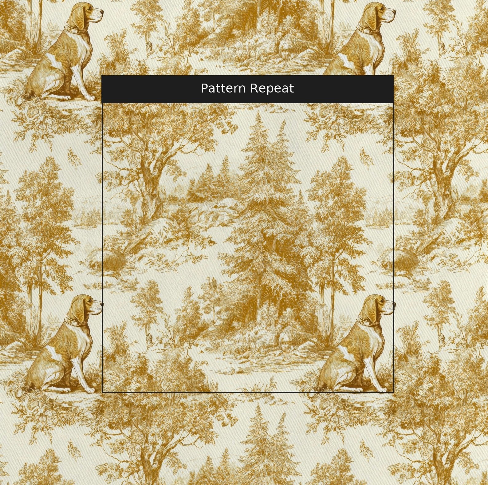Beagle Country Toile - Fabric - Linen Rowe