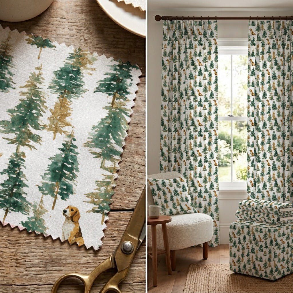 Beagle Evergreen Grove - Fabric - Linen Rowe