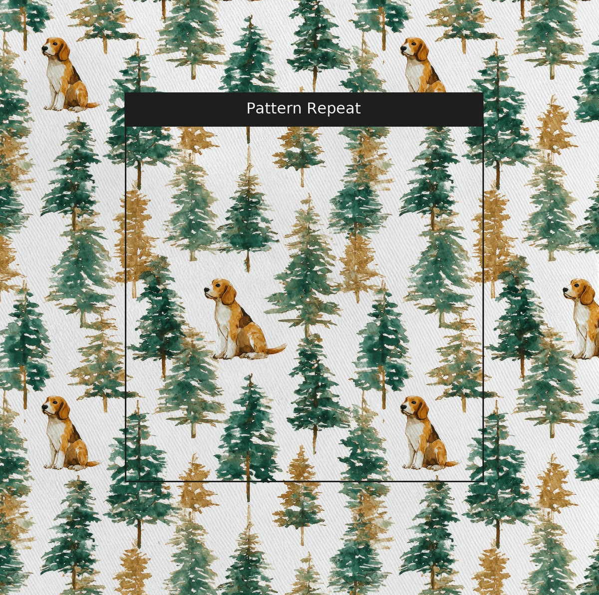 Beagle Evergreen Grove - Fabric - Linen Rowe
