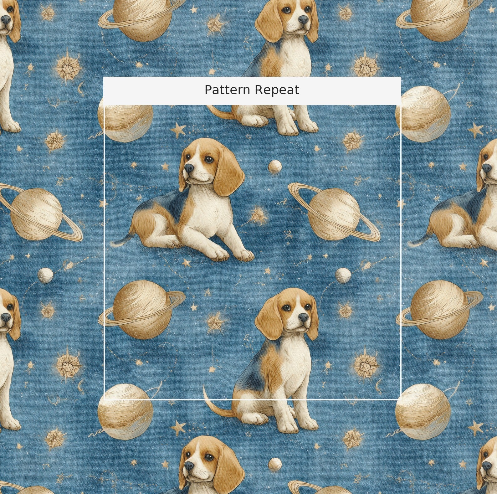 Beagle Outer Space - Fabric - Linen Rowe
