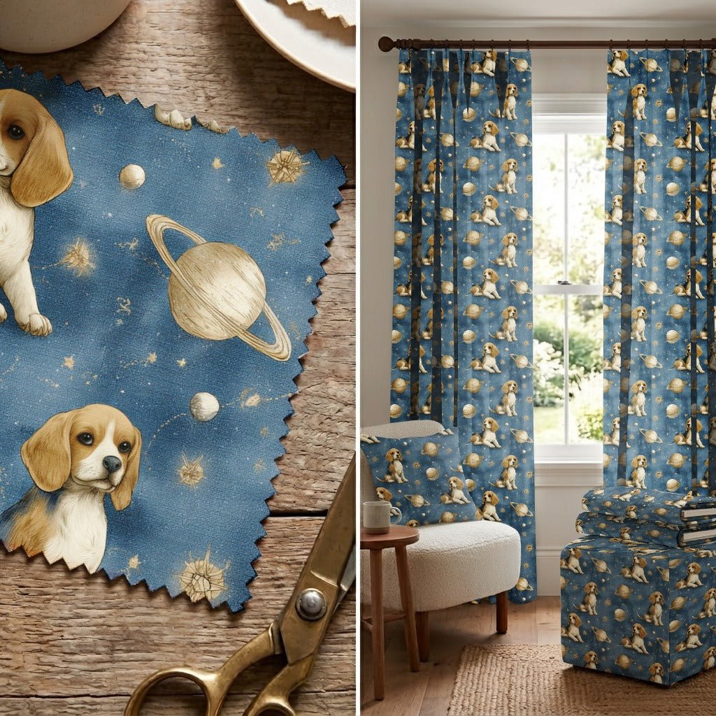 Beagle Outer Space - Fabric - Linen Rowe