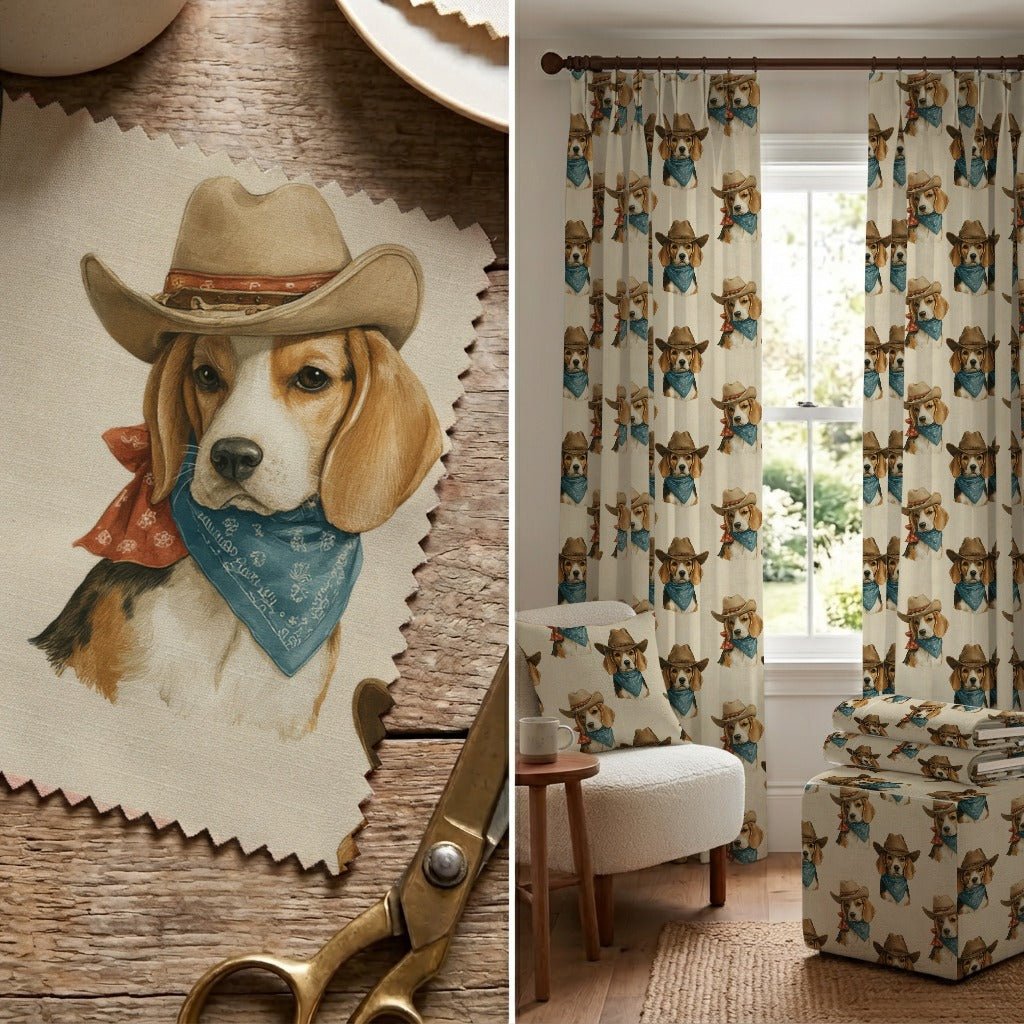 Beagle Rodeo - Fabric - Linen Rowe