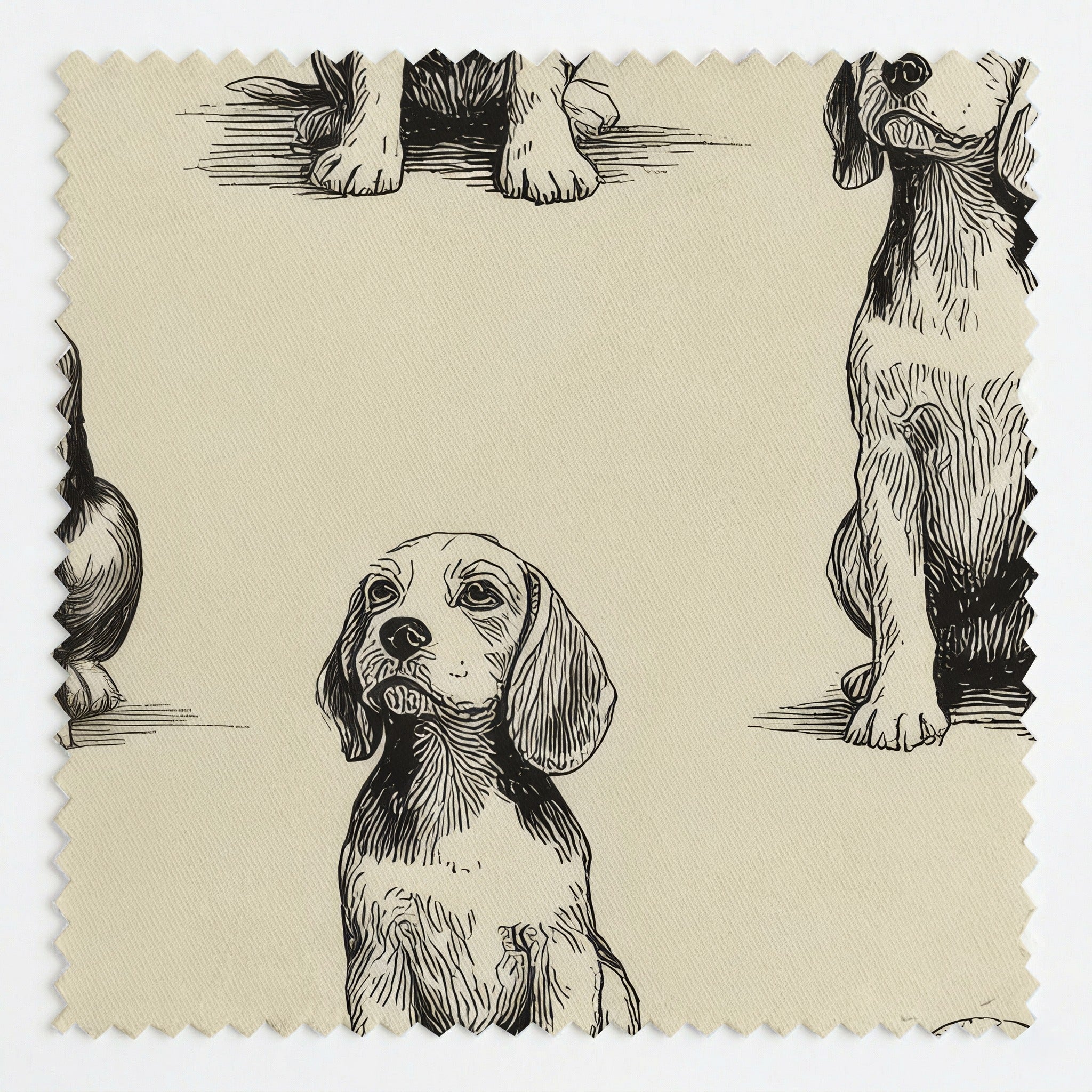 Beagle Sit and Stay - Fabric - Linen Rowe