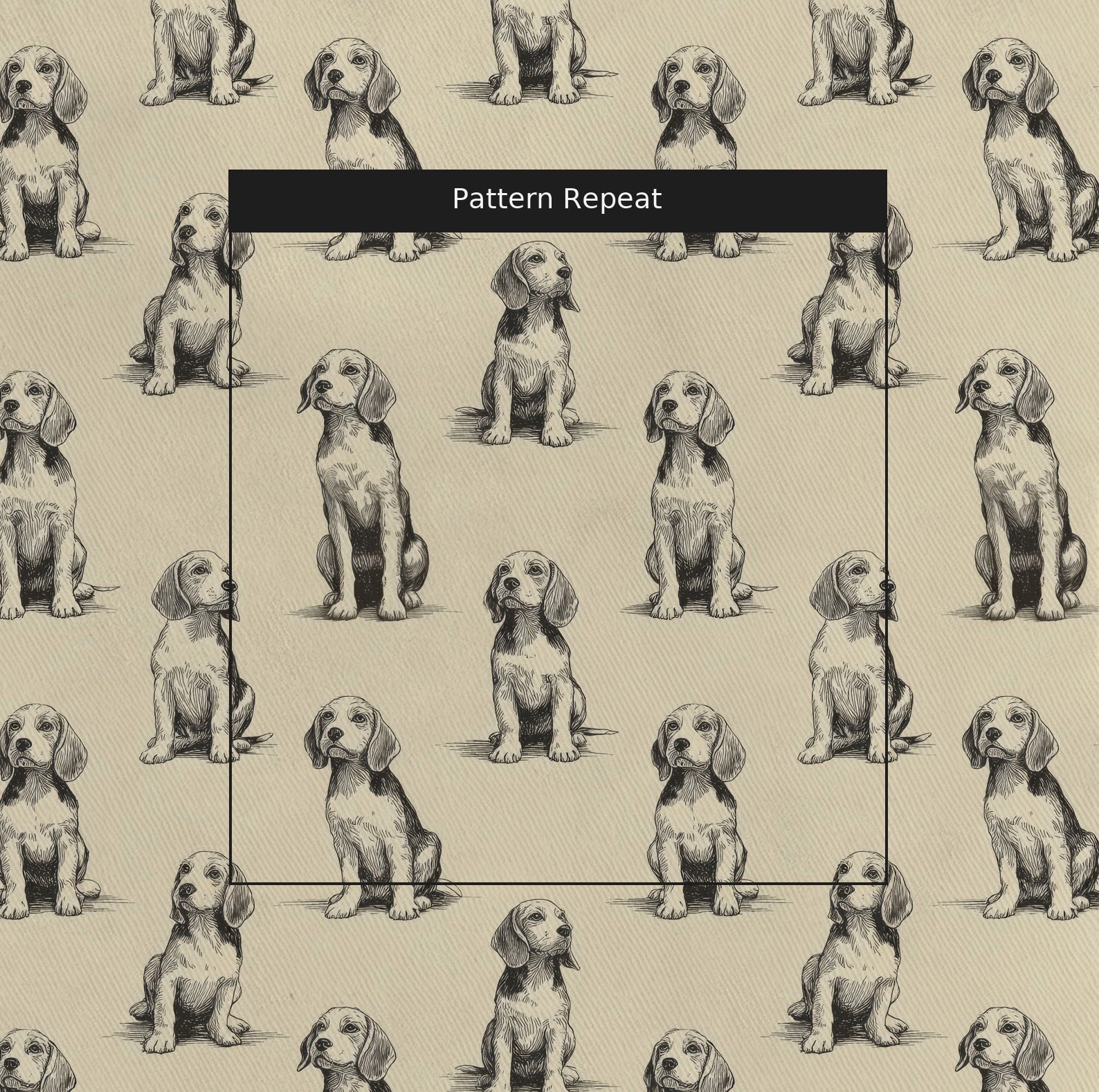 Beagle Sit and Stay - Fabric - Linen Rowe