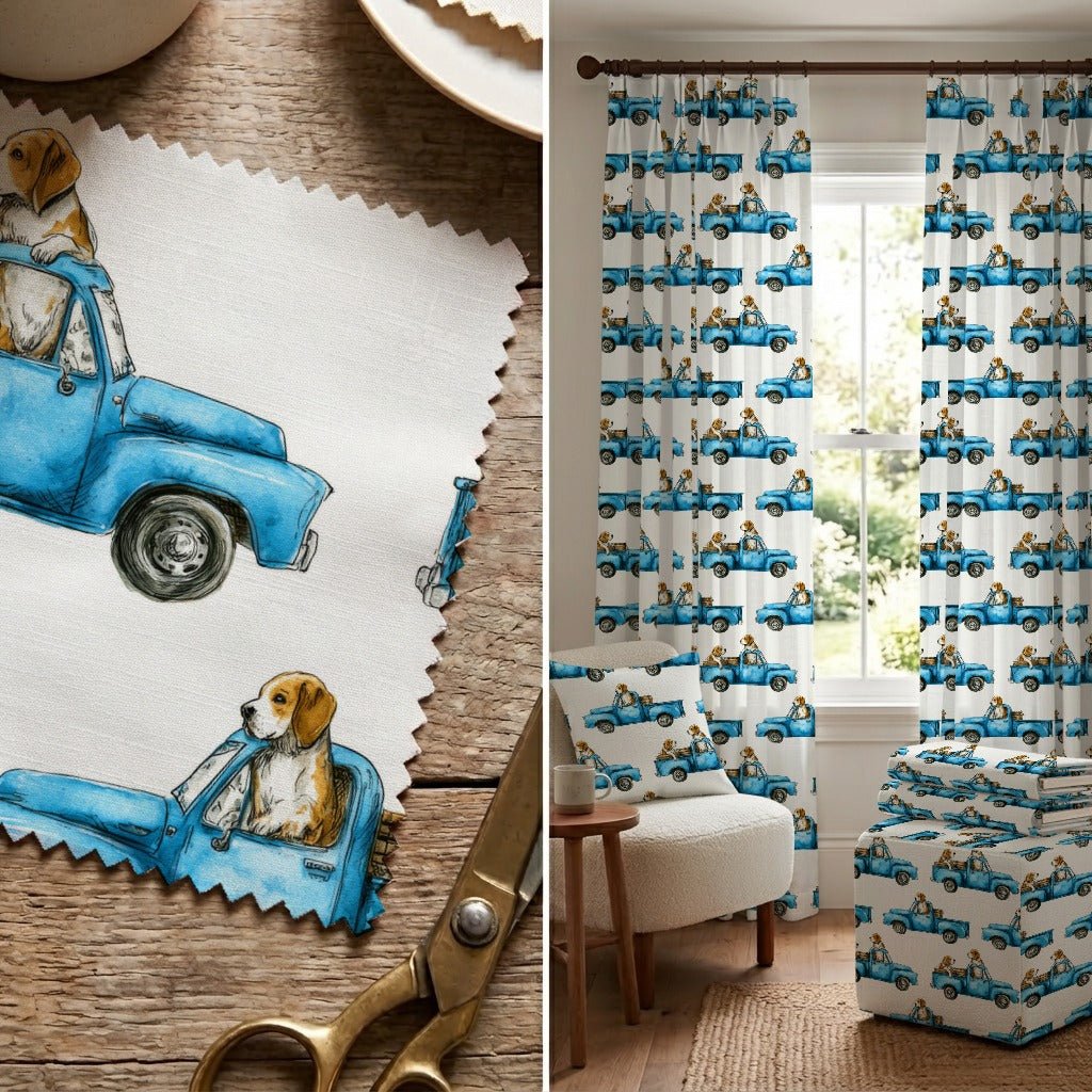Beagle Sunday Drive - Fabric - Linen Rowe
