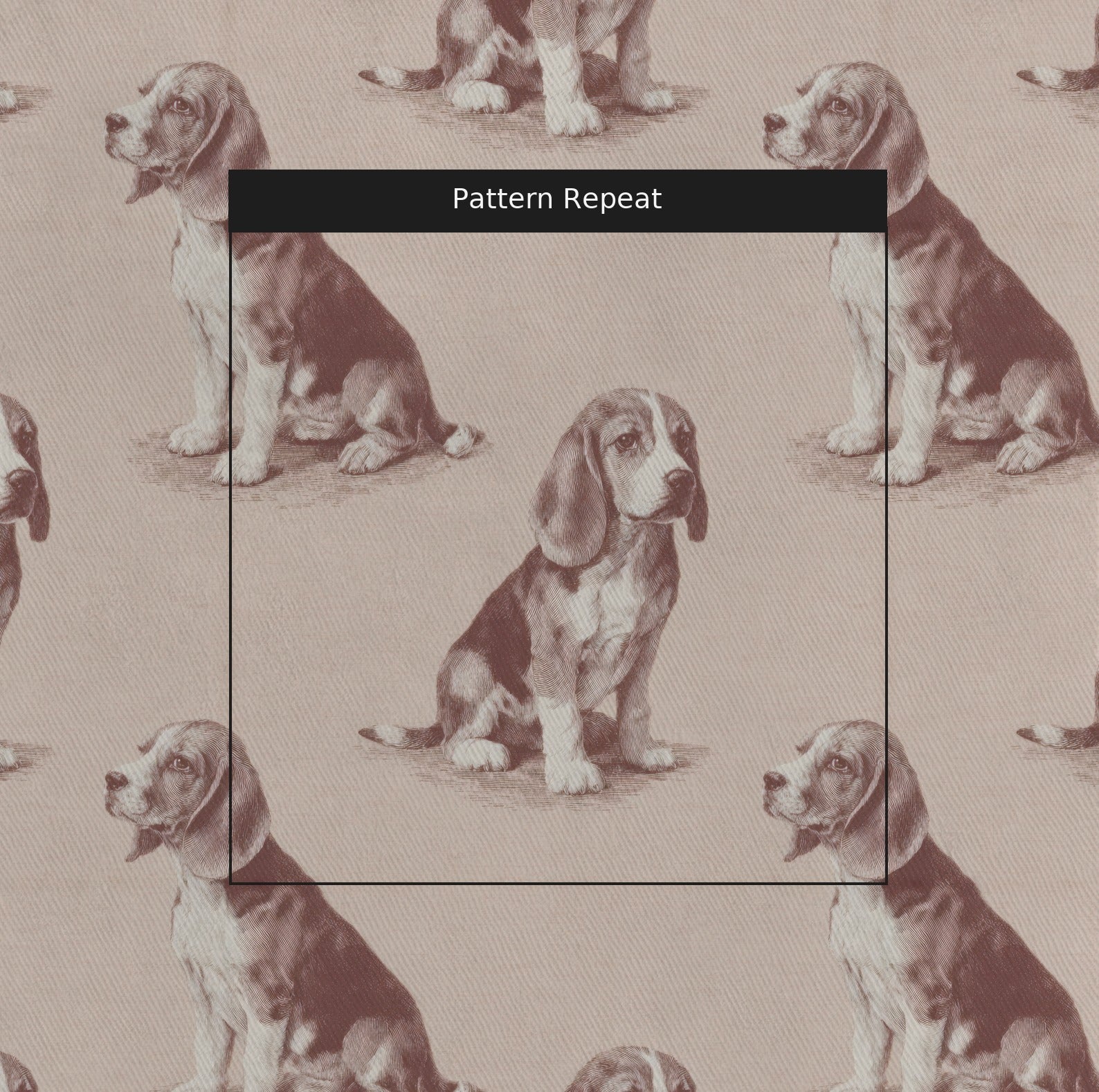 Beagle Tonal Print - Fabric - Linen Rowe