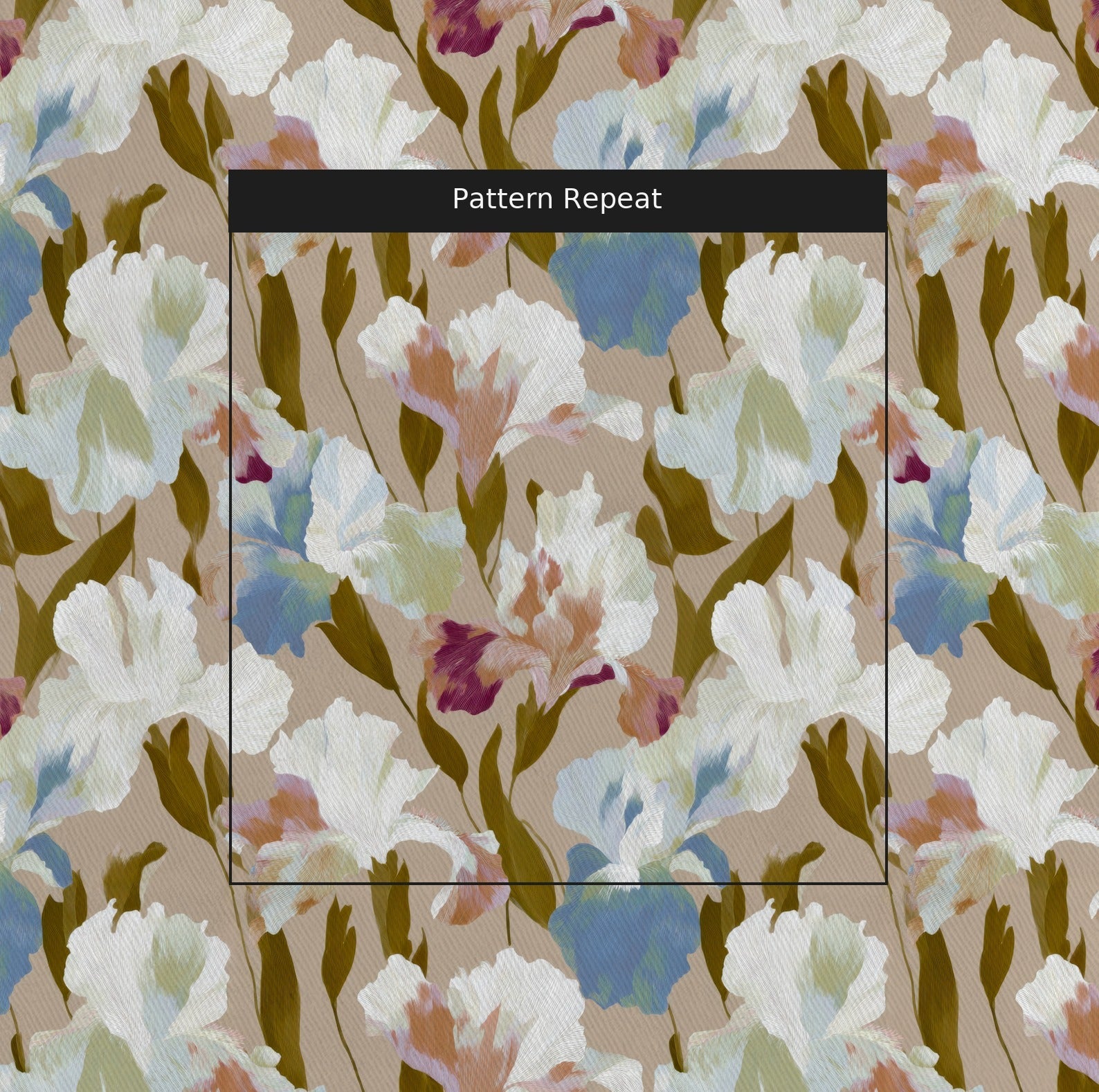 Beige Iris - Fabric - Linen Rowe