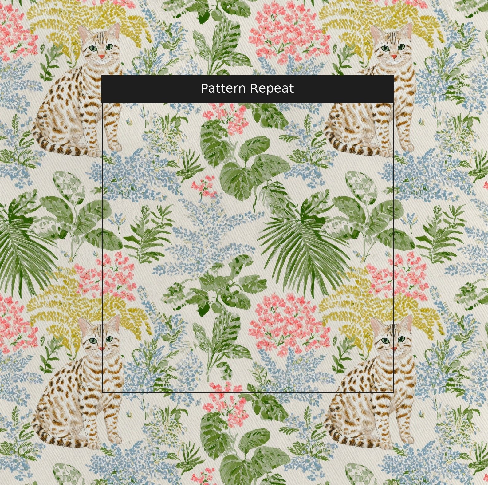 Bengal Cat Jungle - Fabric - Linen Rowe