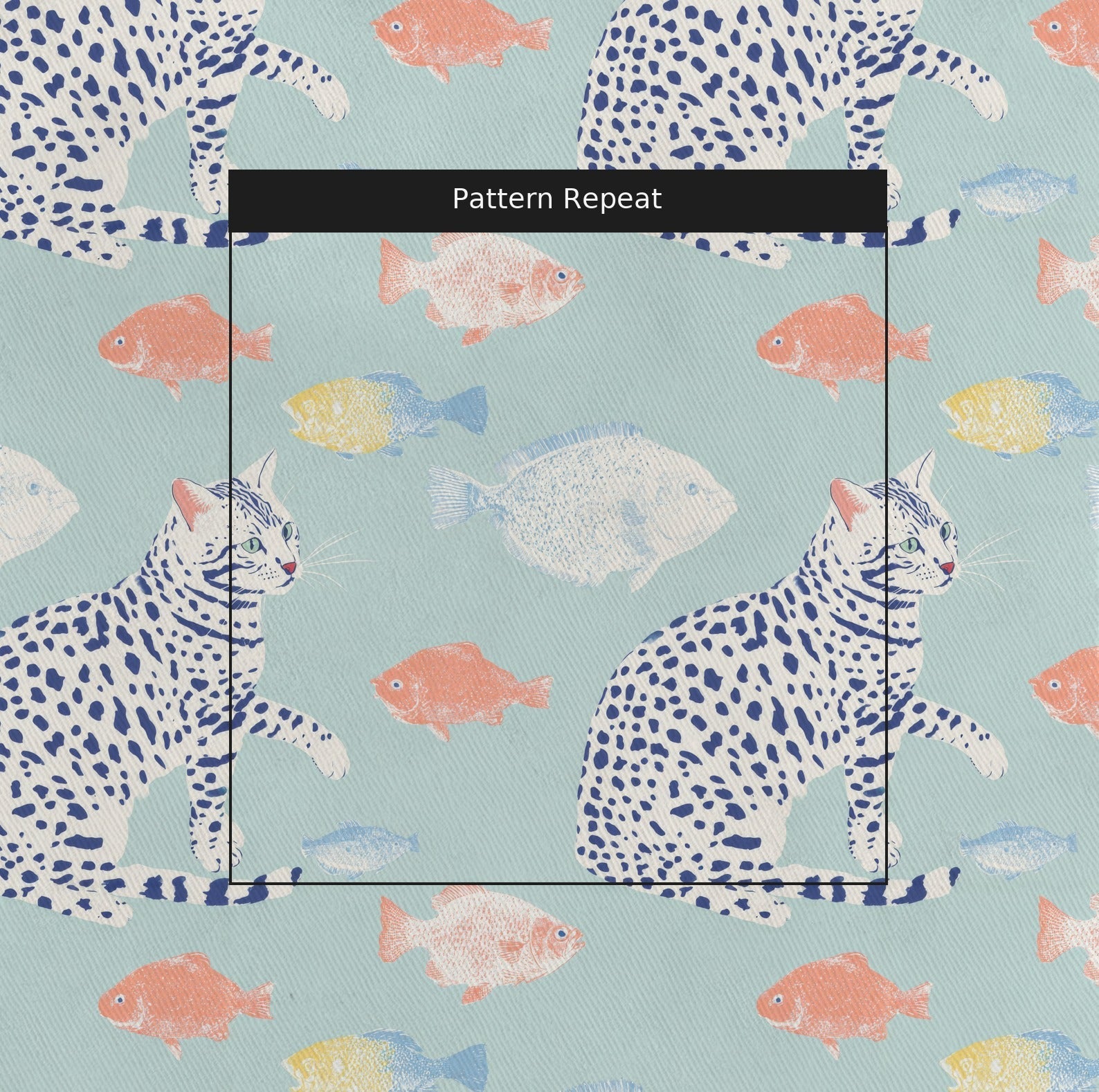 Bengal with Fish - Fabric - Linen Rowe