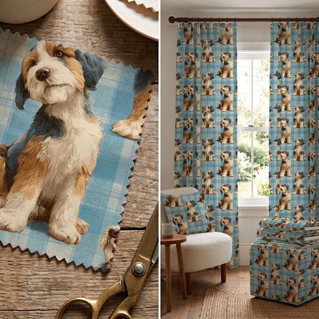 Bernedoodle Cottage Plaid - Fabric - Linen Rowe