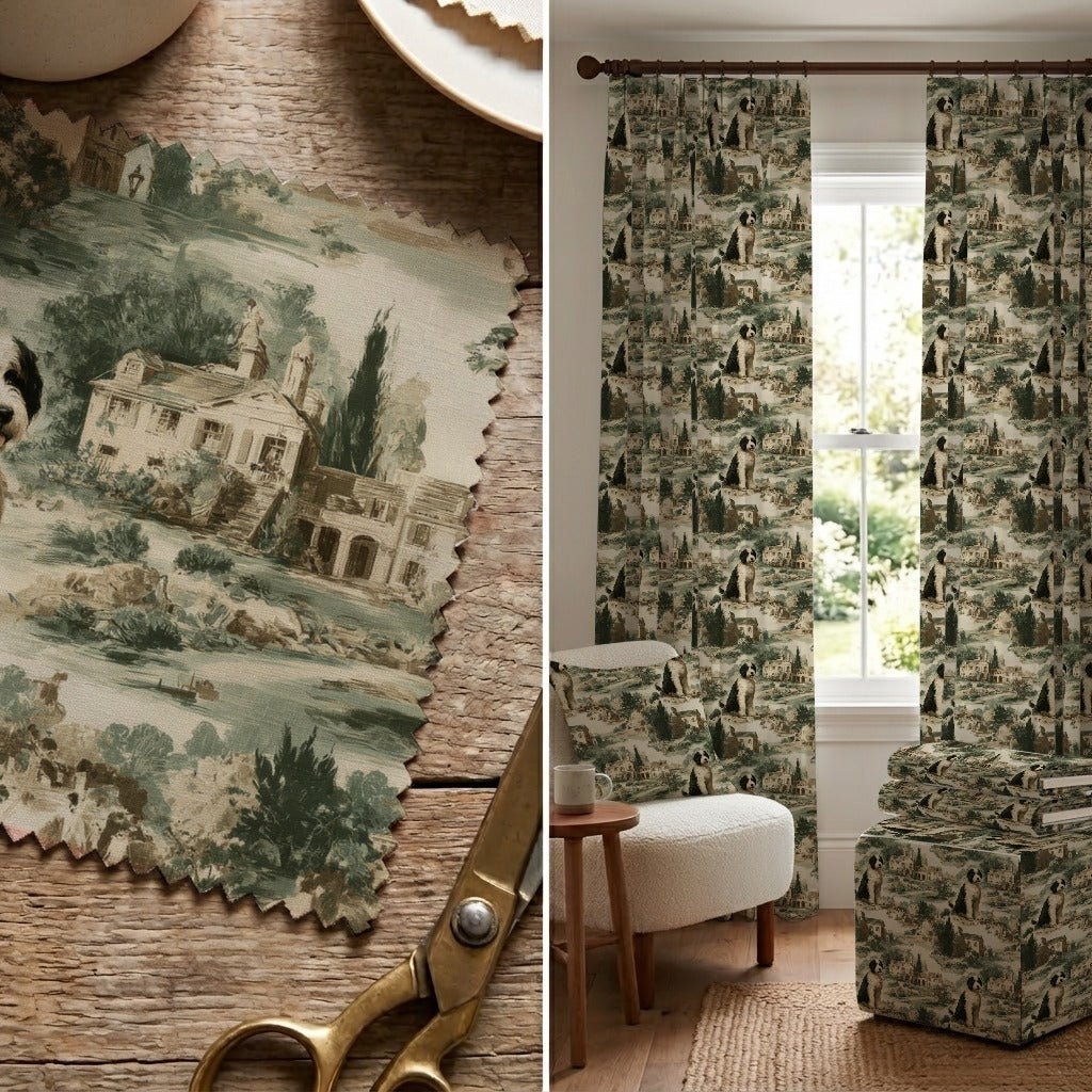 Bernedoodle Garden Toile - Fabric - Linen Rowe