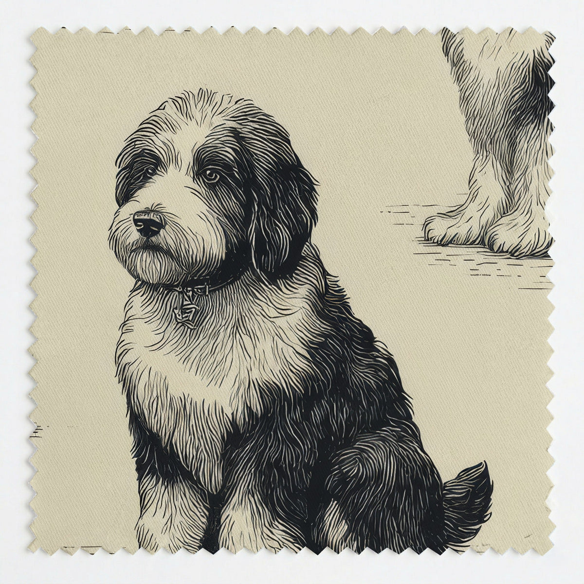 Bernedoodle Sit and Stay - Fabric - Linen Rowe
