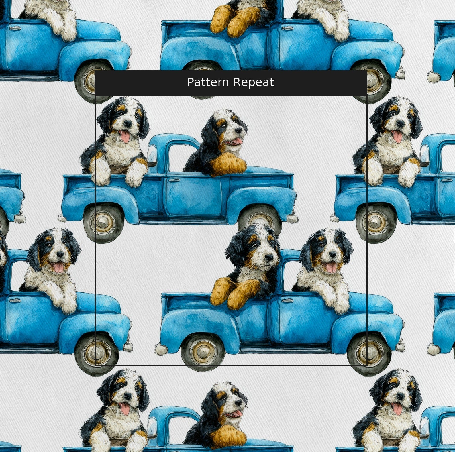 Bernedoodle Sunday Drive - Fabric - Linen Rowe