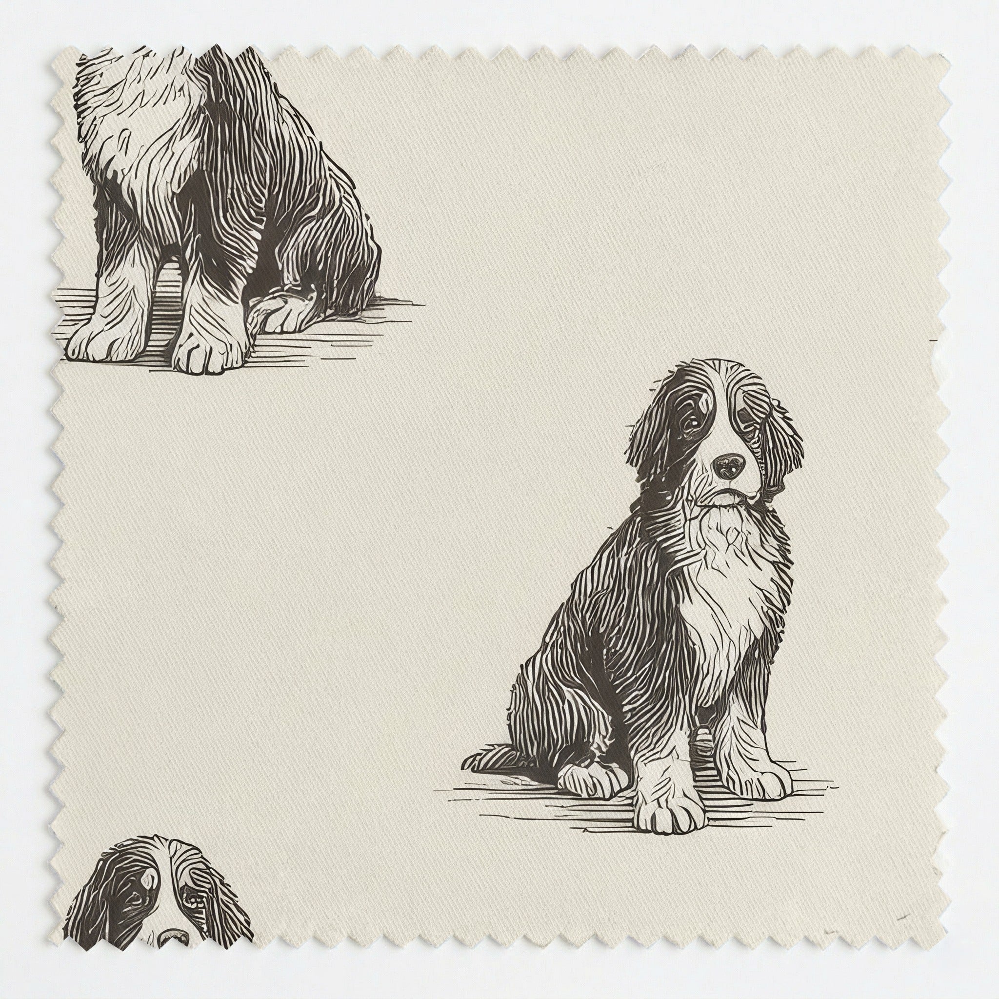 Bernese Mountain Dog Sit and Stay - Fabric - Linen Rowe
