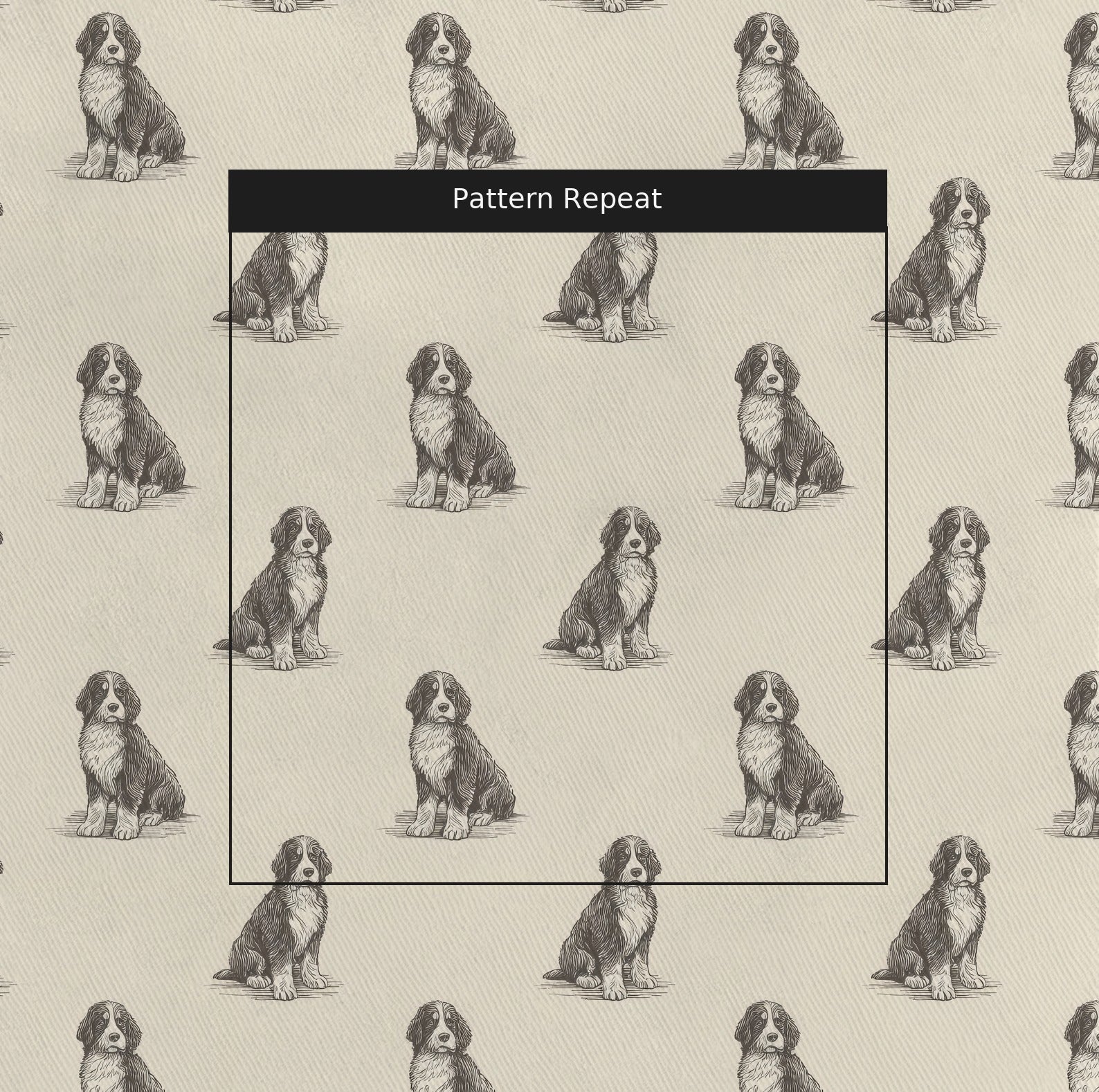 Bernese Mountain Dog Sit and Stay - Fabric - Linen Rowe
